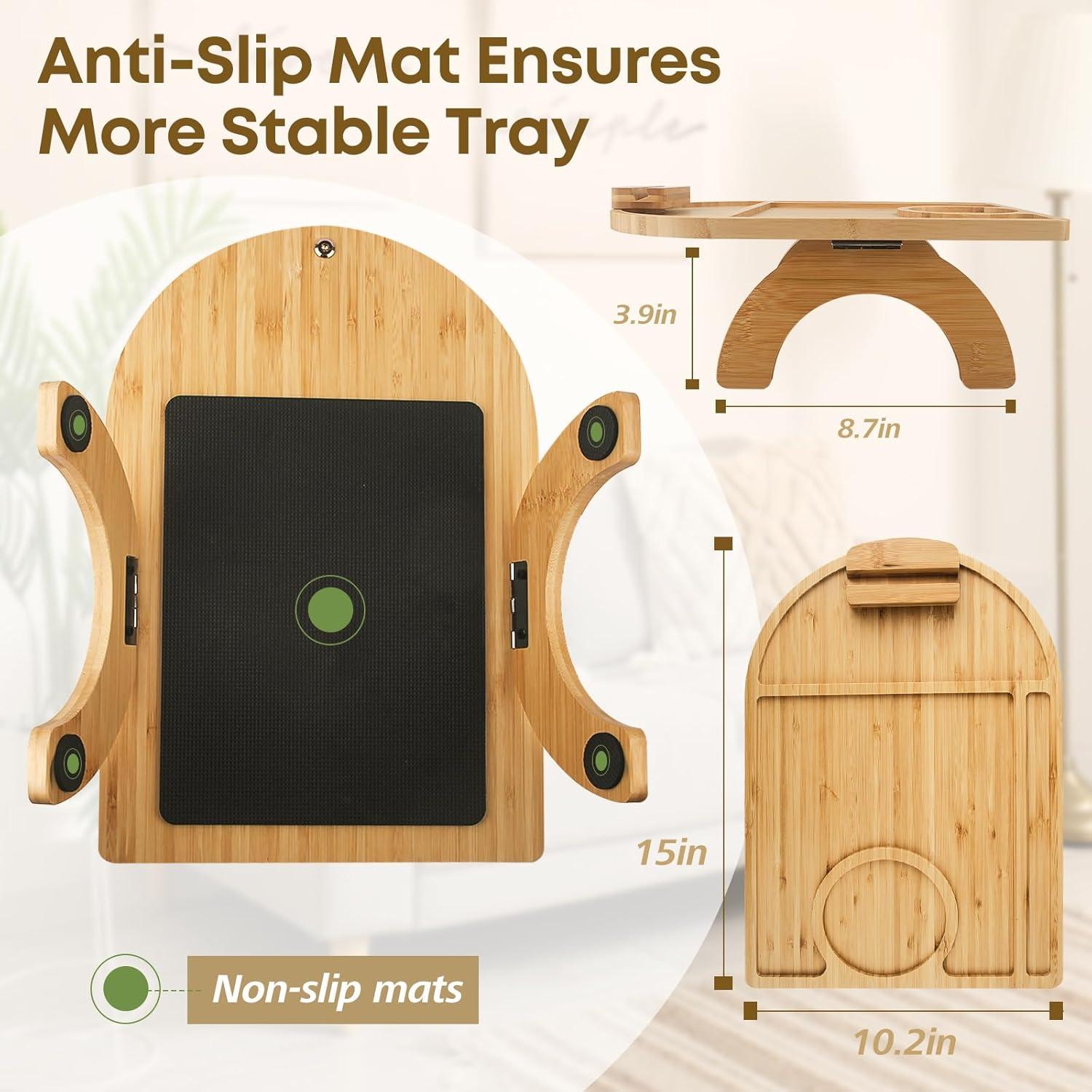 Mesa de bandeja para sofá Wisreach de bambú 38.1x25.9 cm