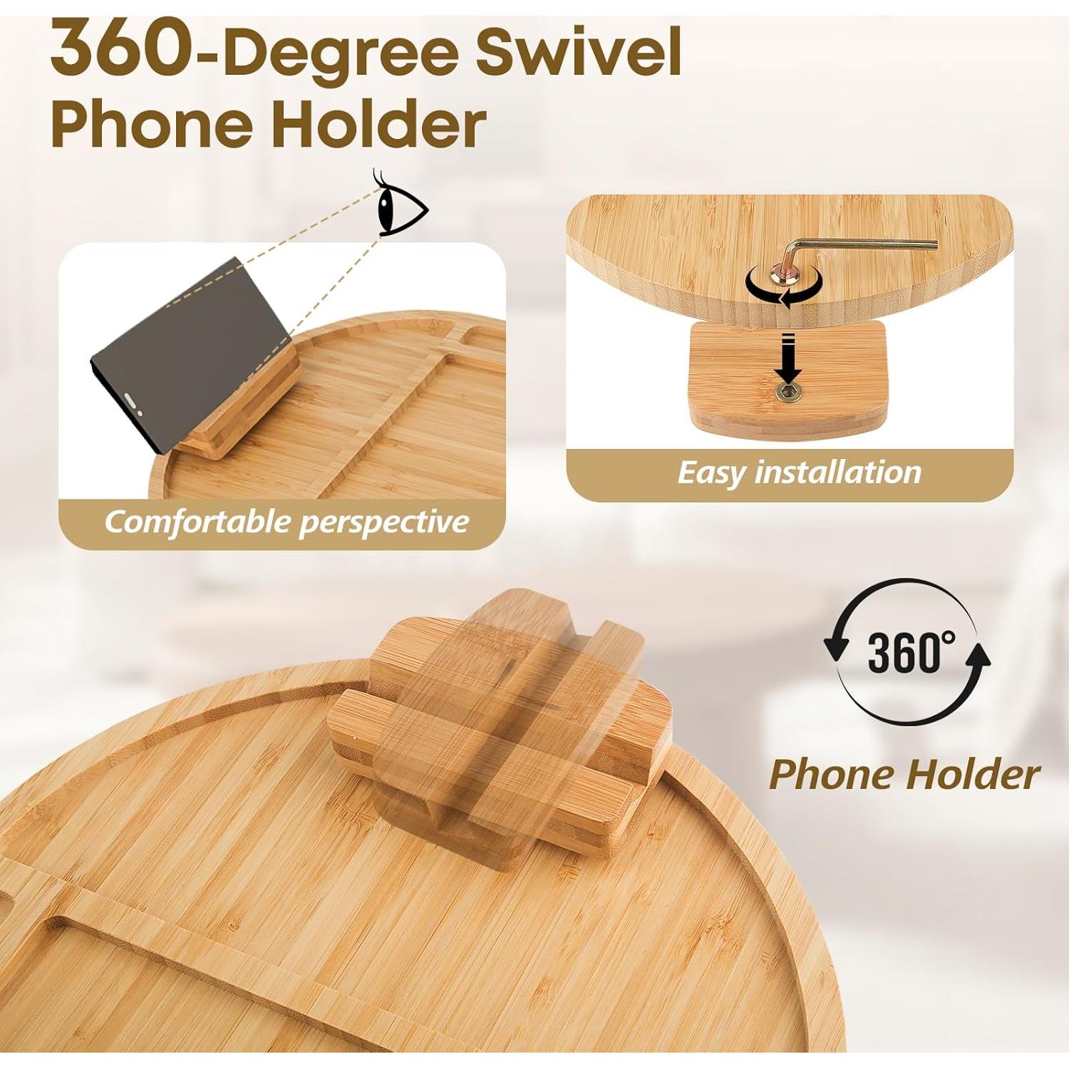 Mesa de bandeja para sofá Wisreach de bambú 38.1x25.9 cm