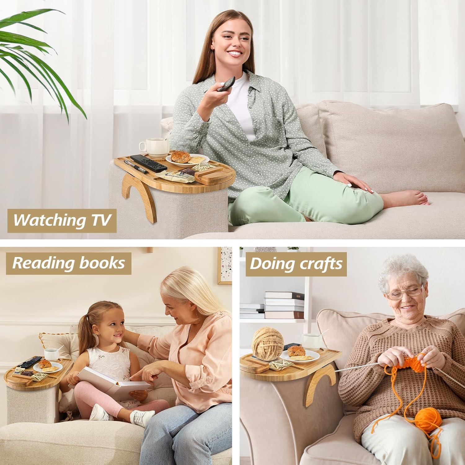 Mesa de bandeja para sofá Wisreach de bambú 38.1x25.9 cm