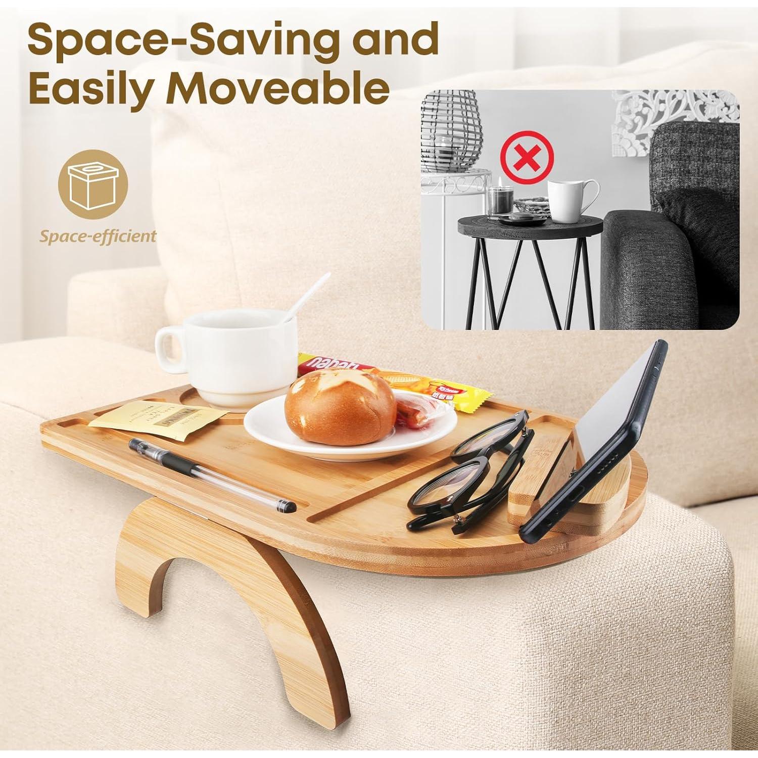 Mesa de bandeja para sofá Wisreach de bambú 38.1x25.9 cm