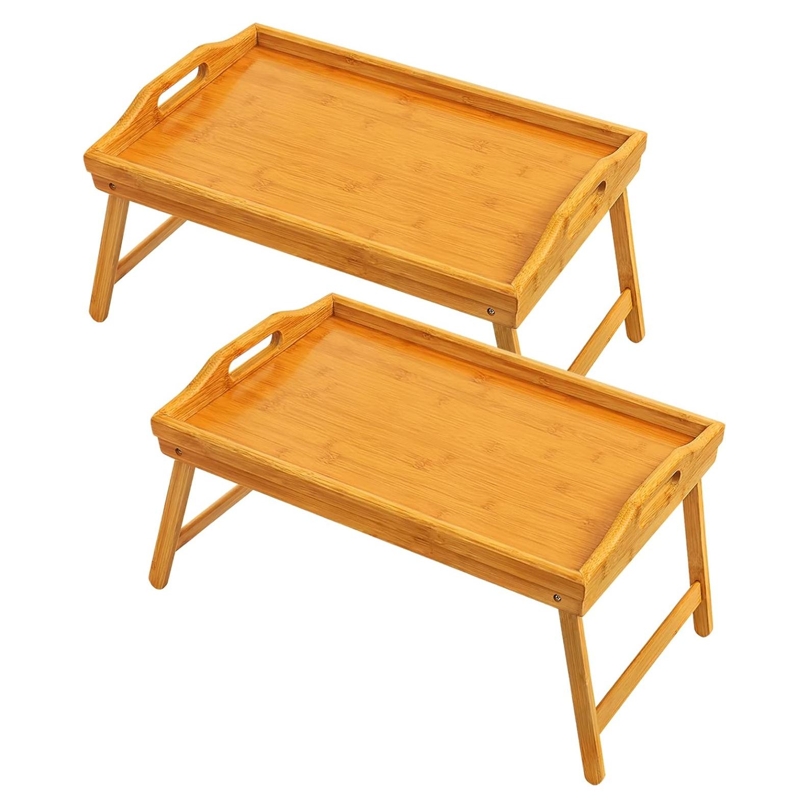 2 Pack Bandejas de Desayuno Plegables Mxbamhy de Bambú