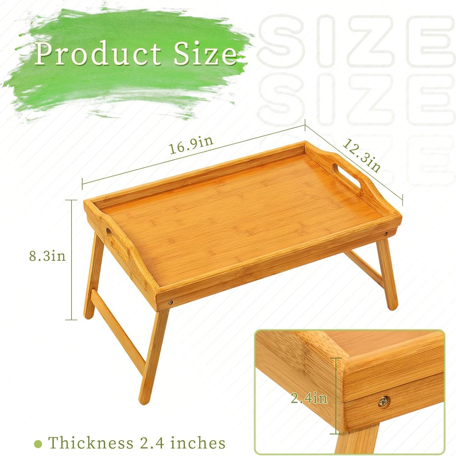 2 Pack Bandejas de Desayuno Plegables Mxbamhy de Bambú