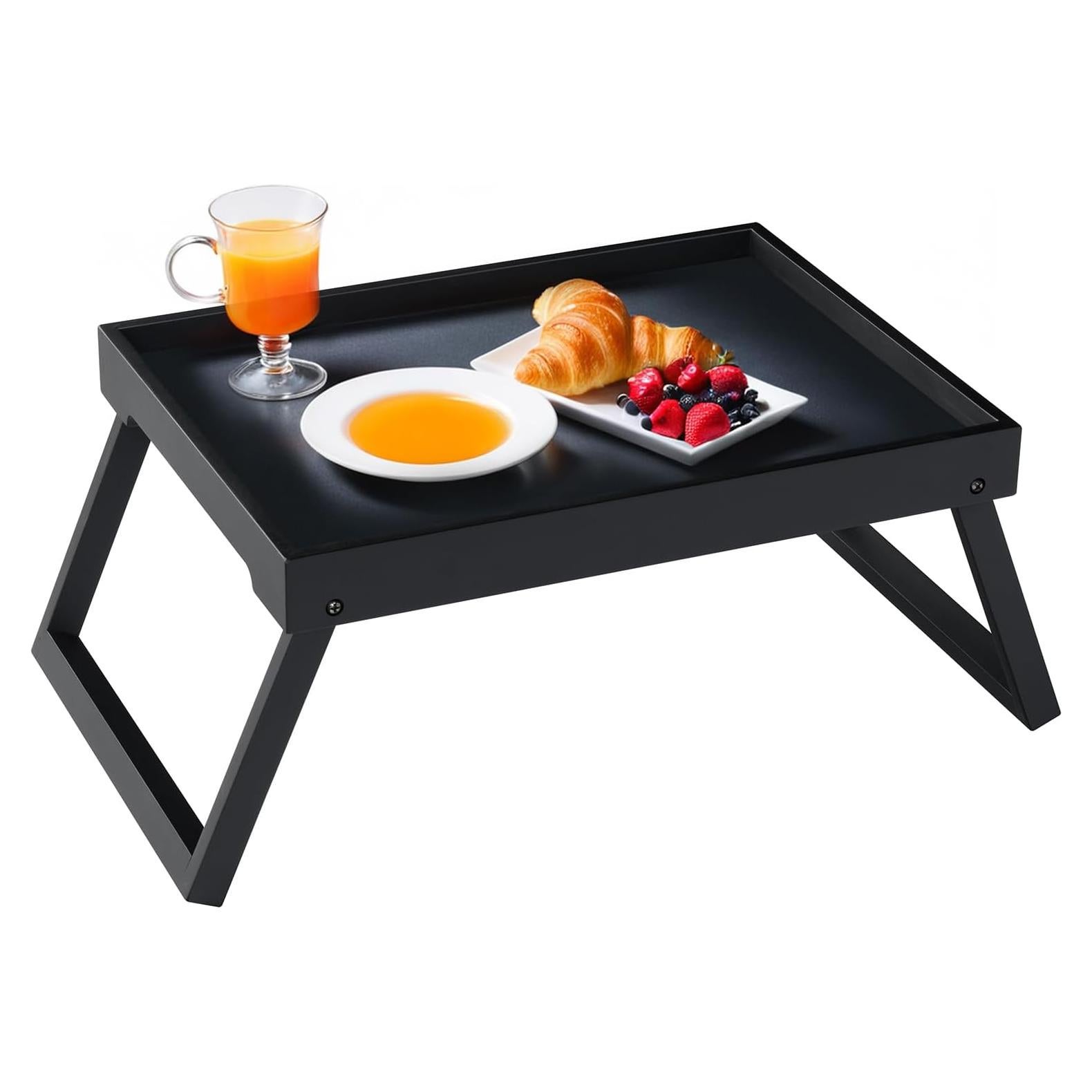 Mesa Bandeja de Cama Plegable RRX de Bambú Negra 47x28 cm