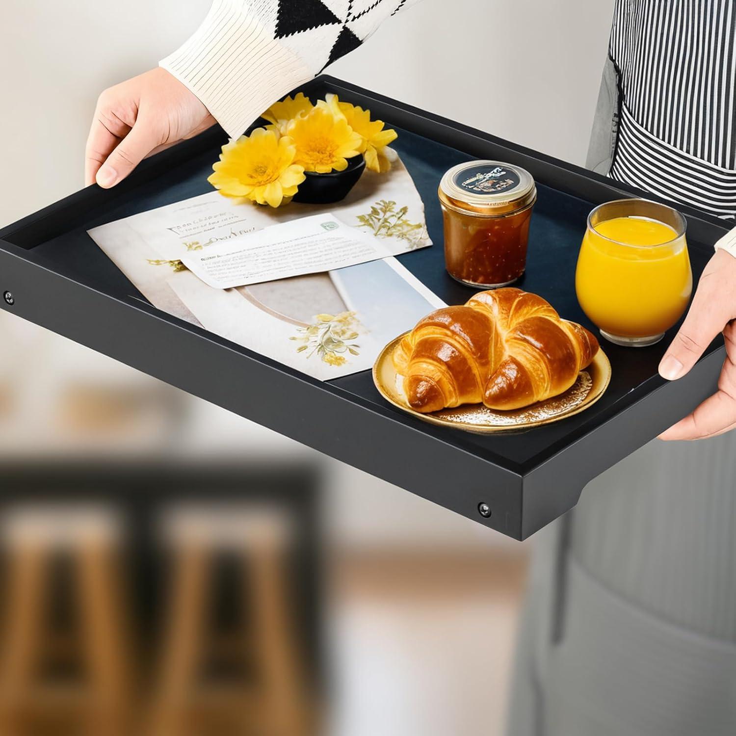 Mesa Bandeja de Cama Plegable RRX de Bambú Negra 47x28 cm