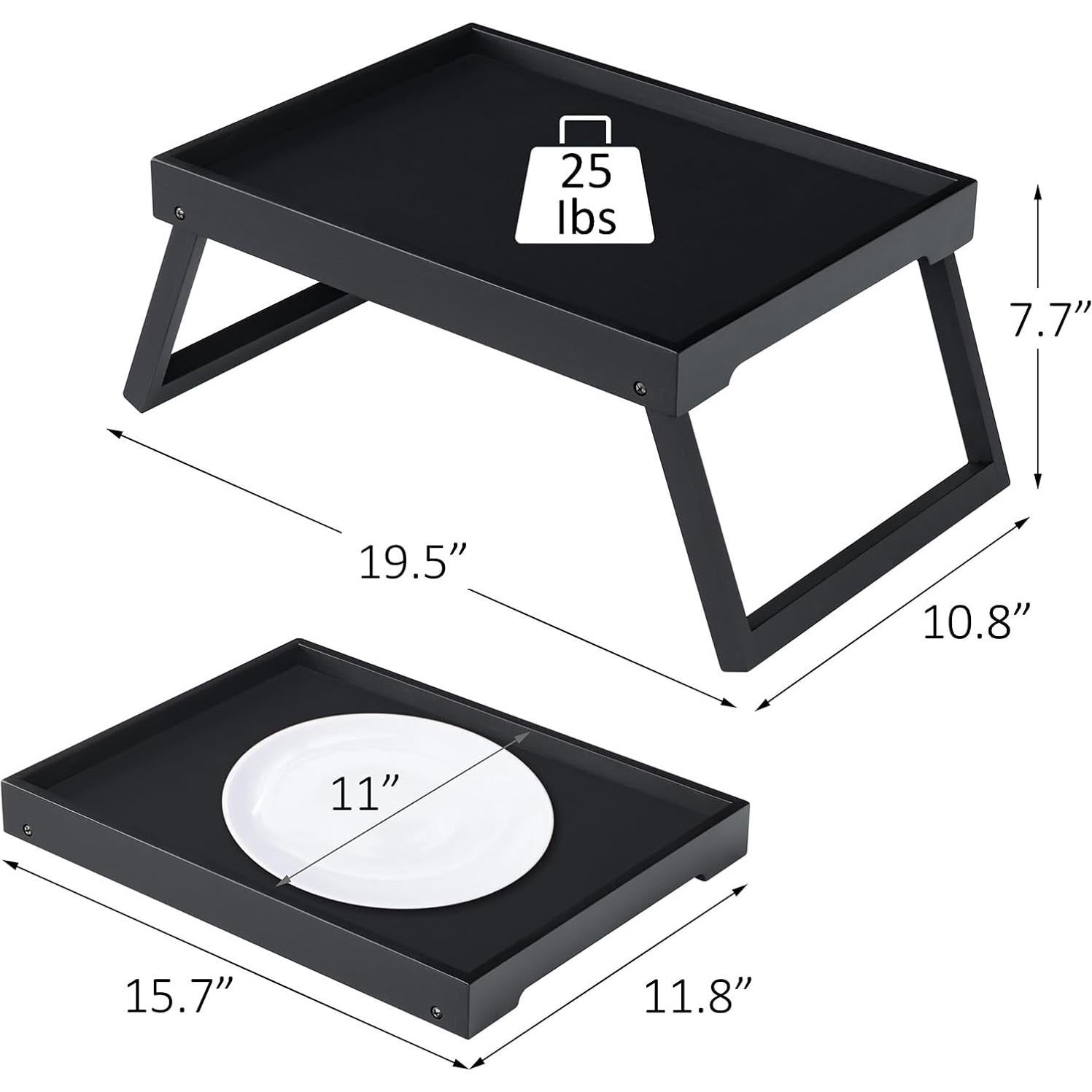 Mesa Bandeja de Cama Plegable RRX de Bambú Negra 47x28 cm