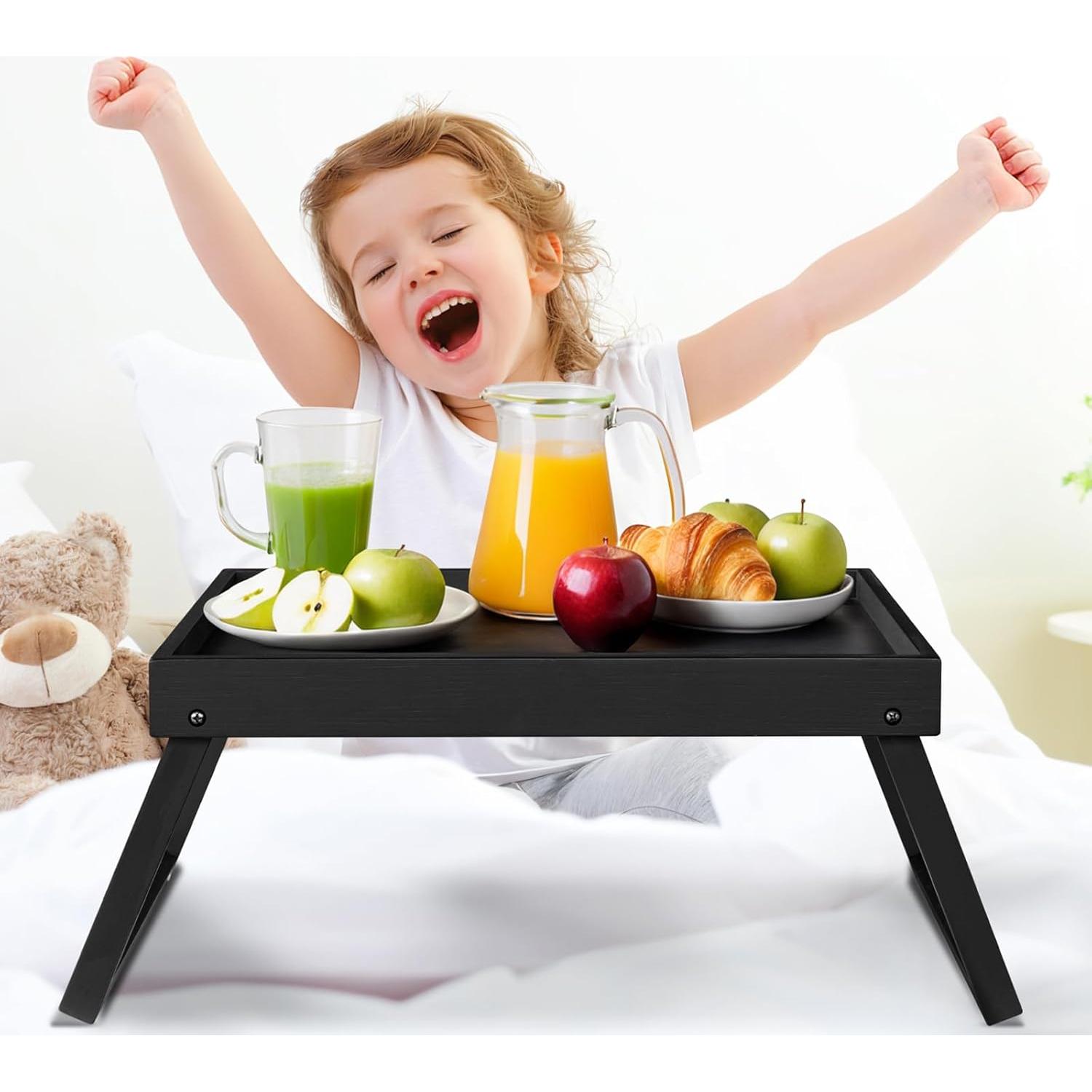 Mesa Bandeja de Cama Plegable RRX de Bambú Negra 47x28 cm