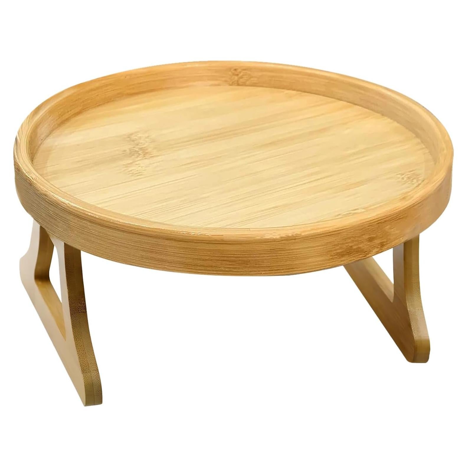 Mesa lateral clip-on Bosreroy 25x25 cm de bambú beige