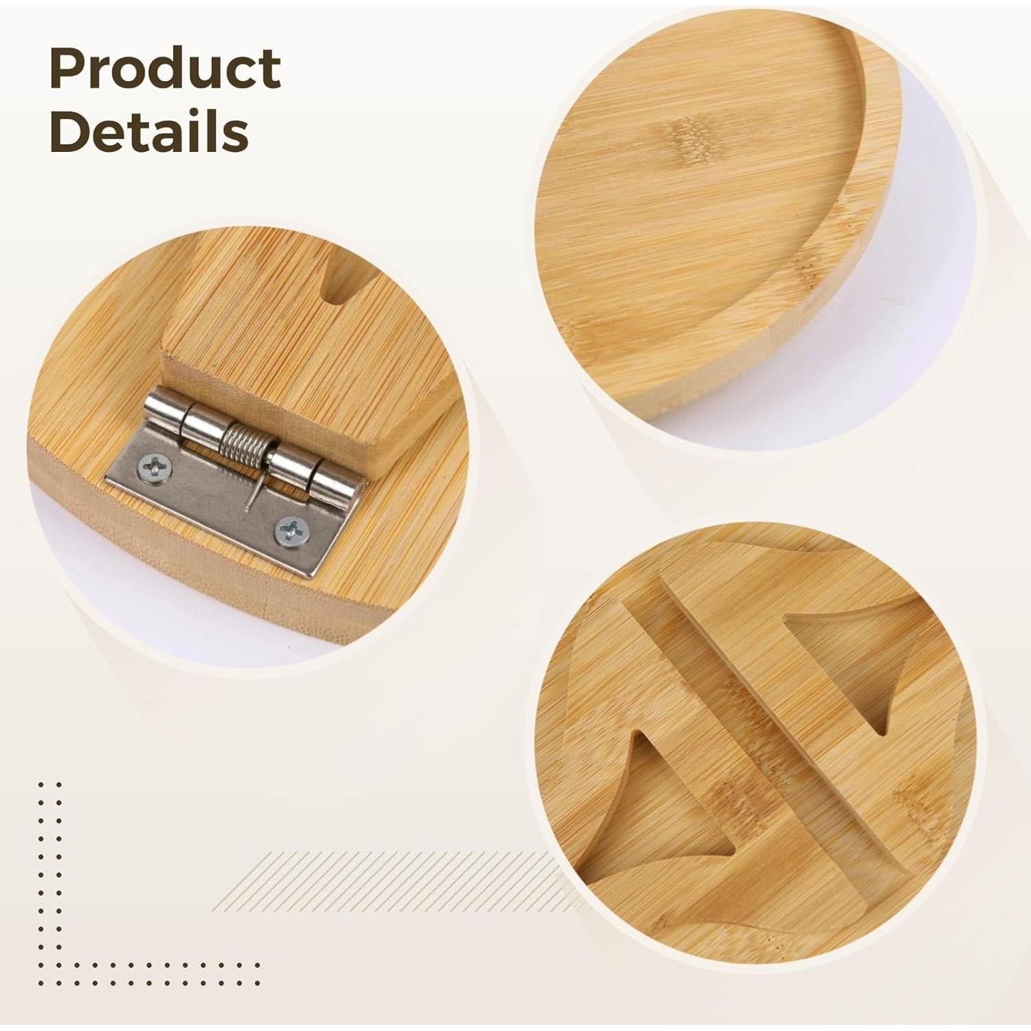 Mesa lateral clip-on Bosreroy 25x25 cm de bambú beige