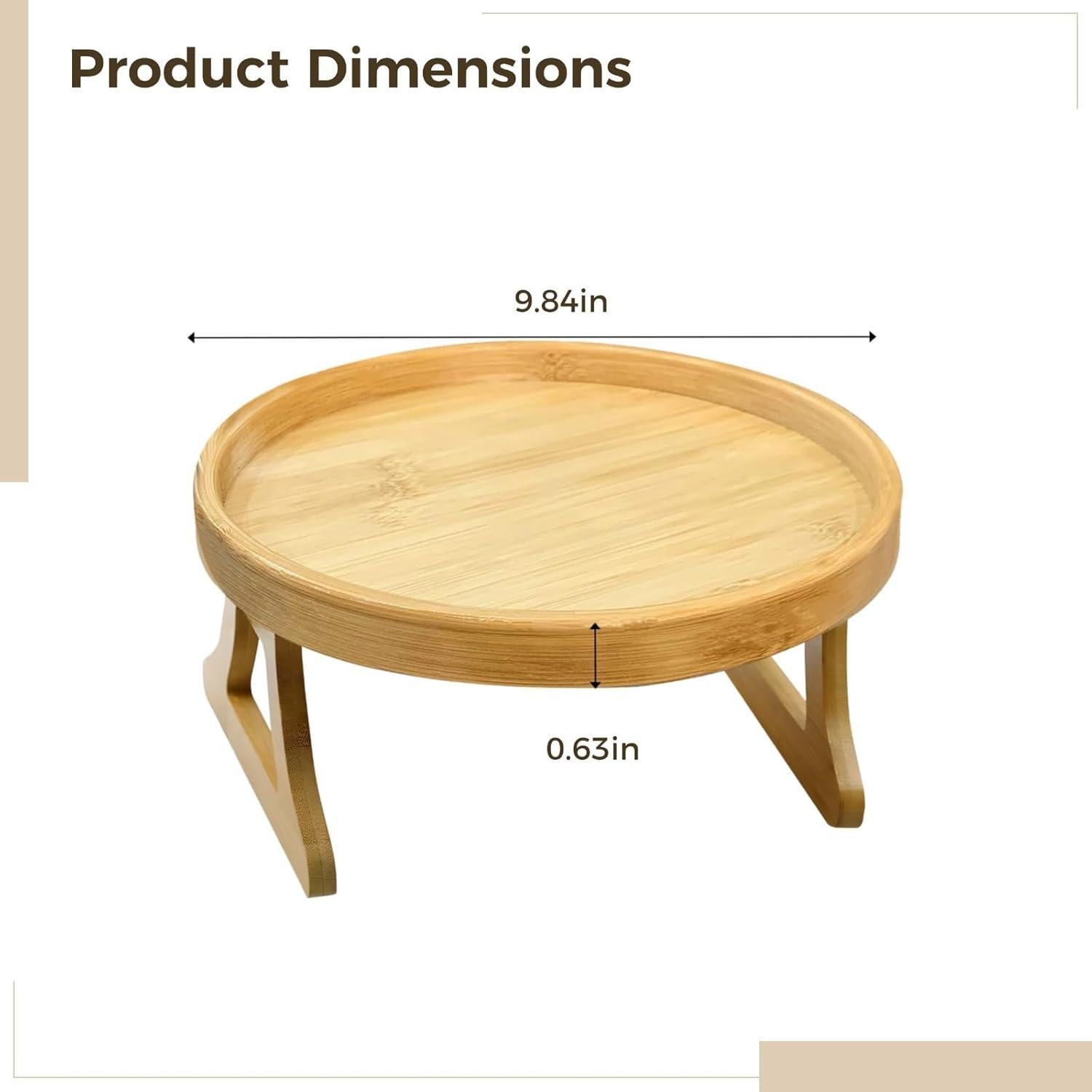 Mesa lateral clip-on Bosreroy 25x25 cm de bambú beige