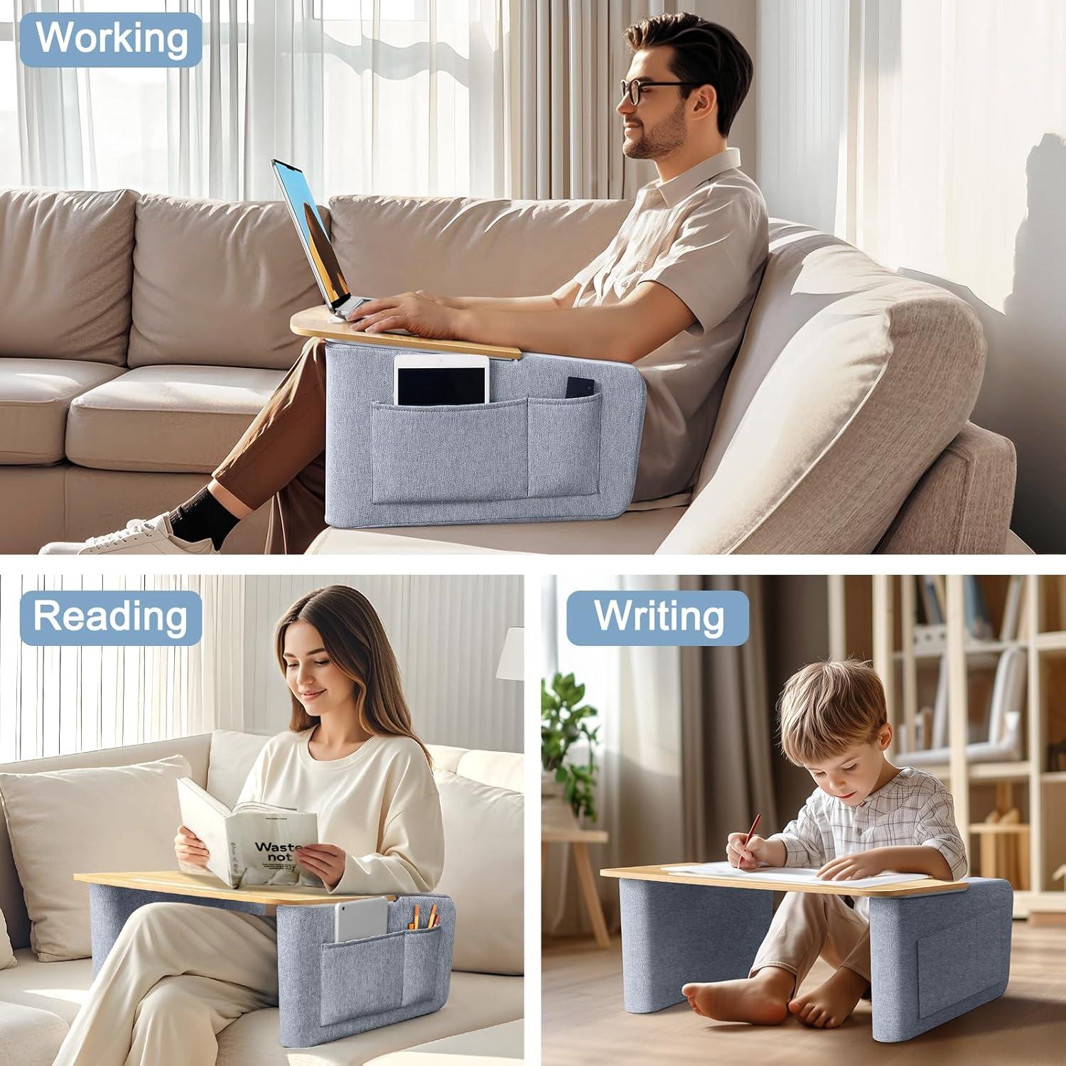 Mesa de Sofá para Laptop IKIKAKI con Reposabrazos y Ranura