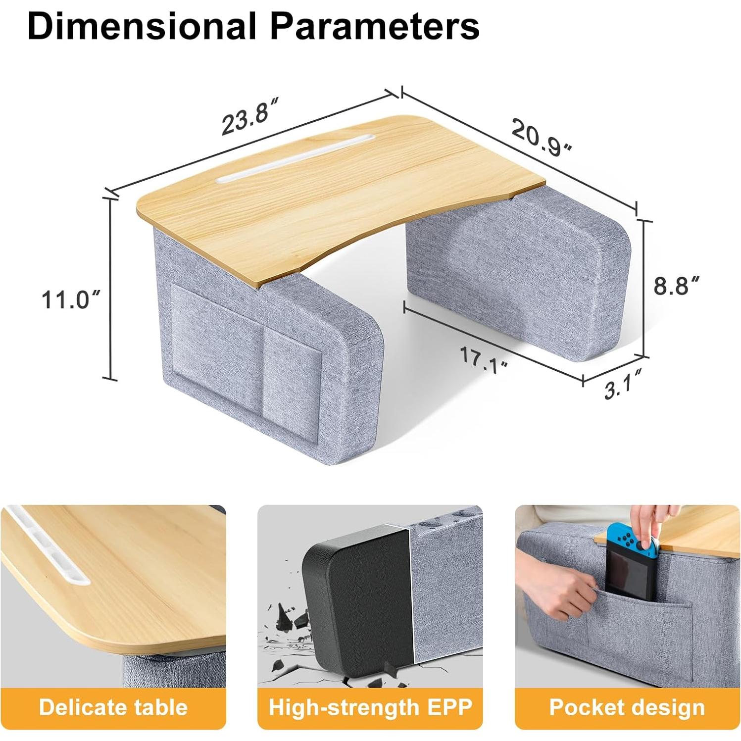 Mesa de Sofá para Laptop IKIKAKI con Reposabrazos y Ranura