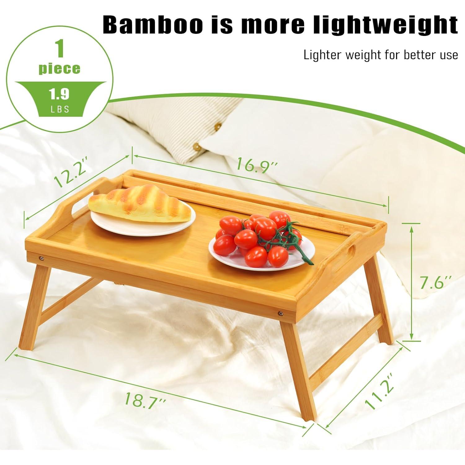 Bandeja de Cama JMLHMXC de Bambú Plegable con Soporte