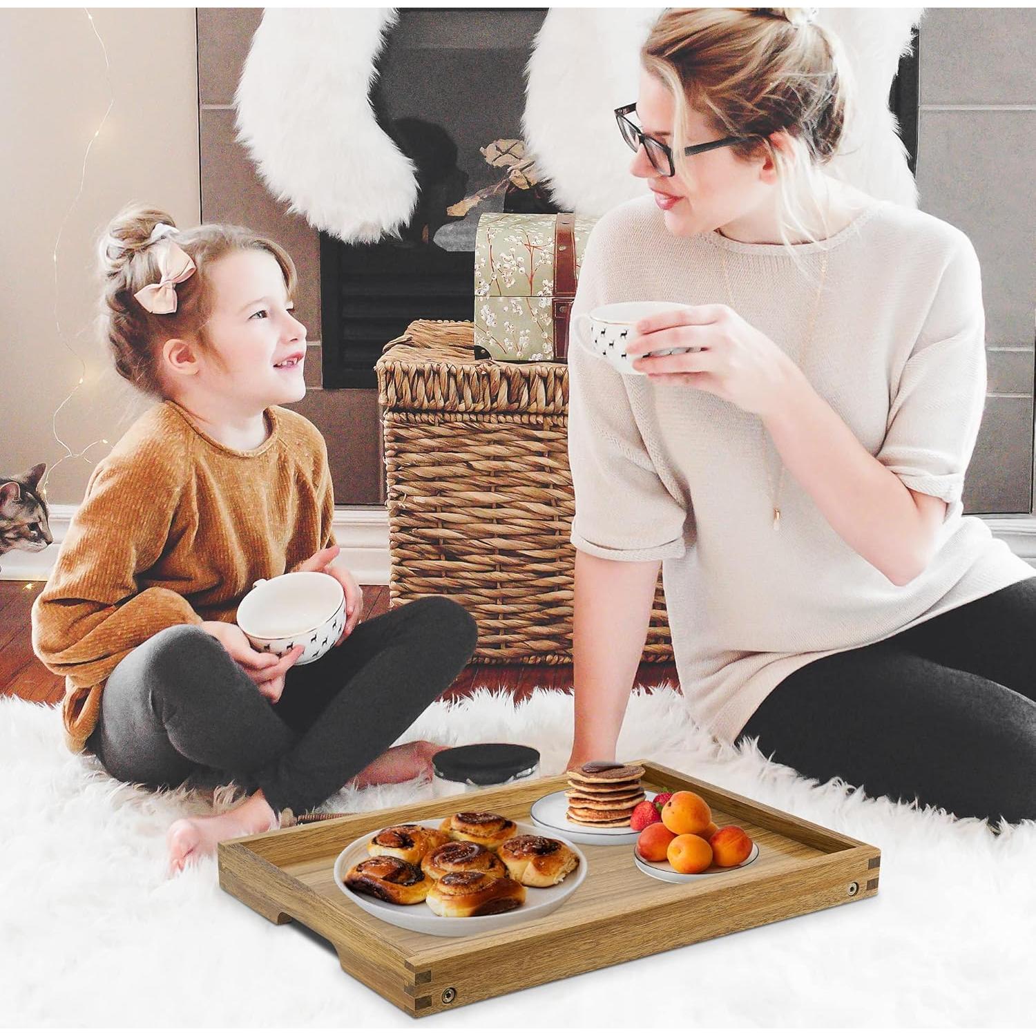 Bandeja de Cama VaeFae de Acacia Plegable 42.9x30.5cm