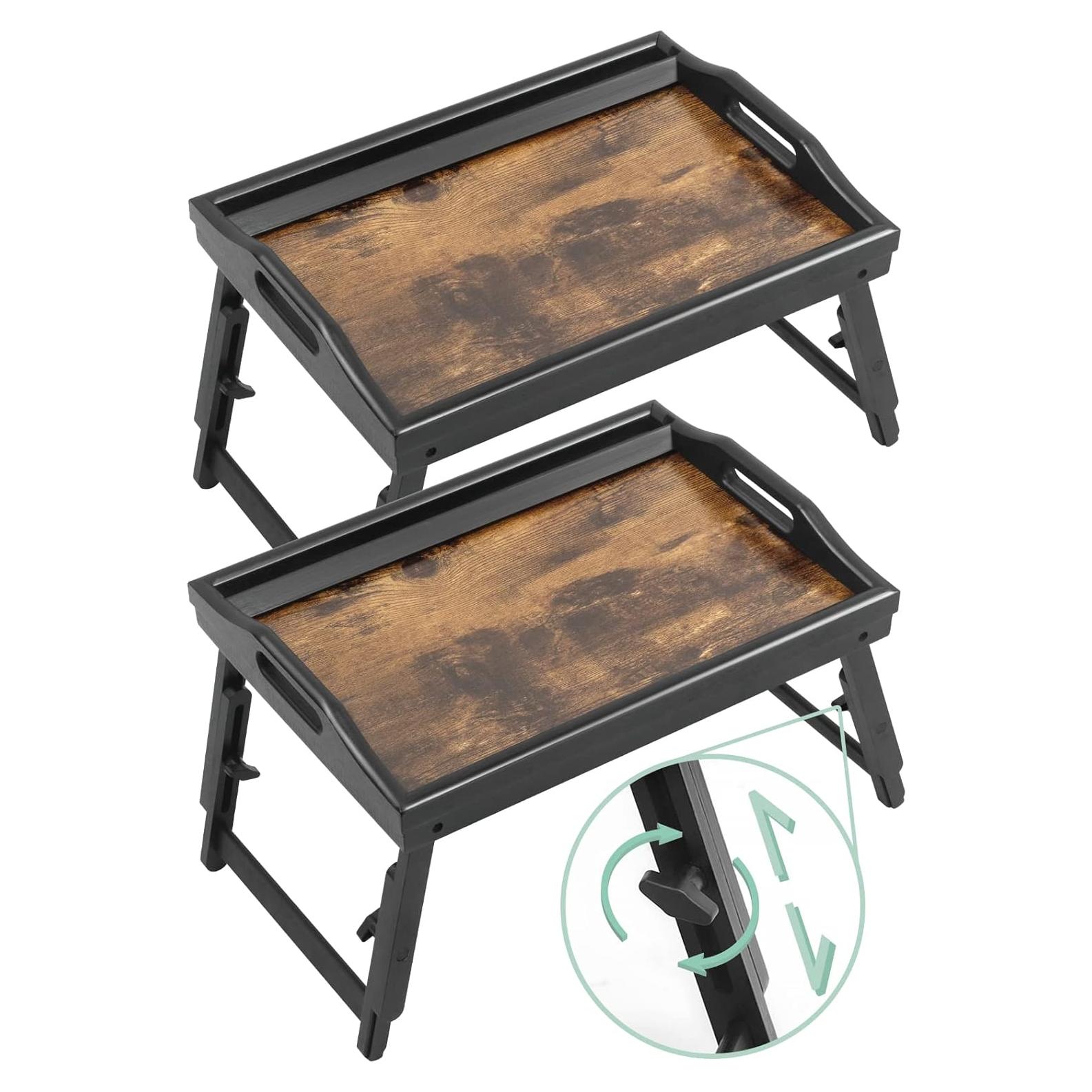 Juego de 2 bandejas de desayuno ajustables JMLHMXC de bambú