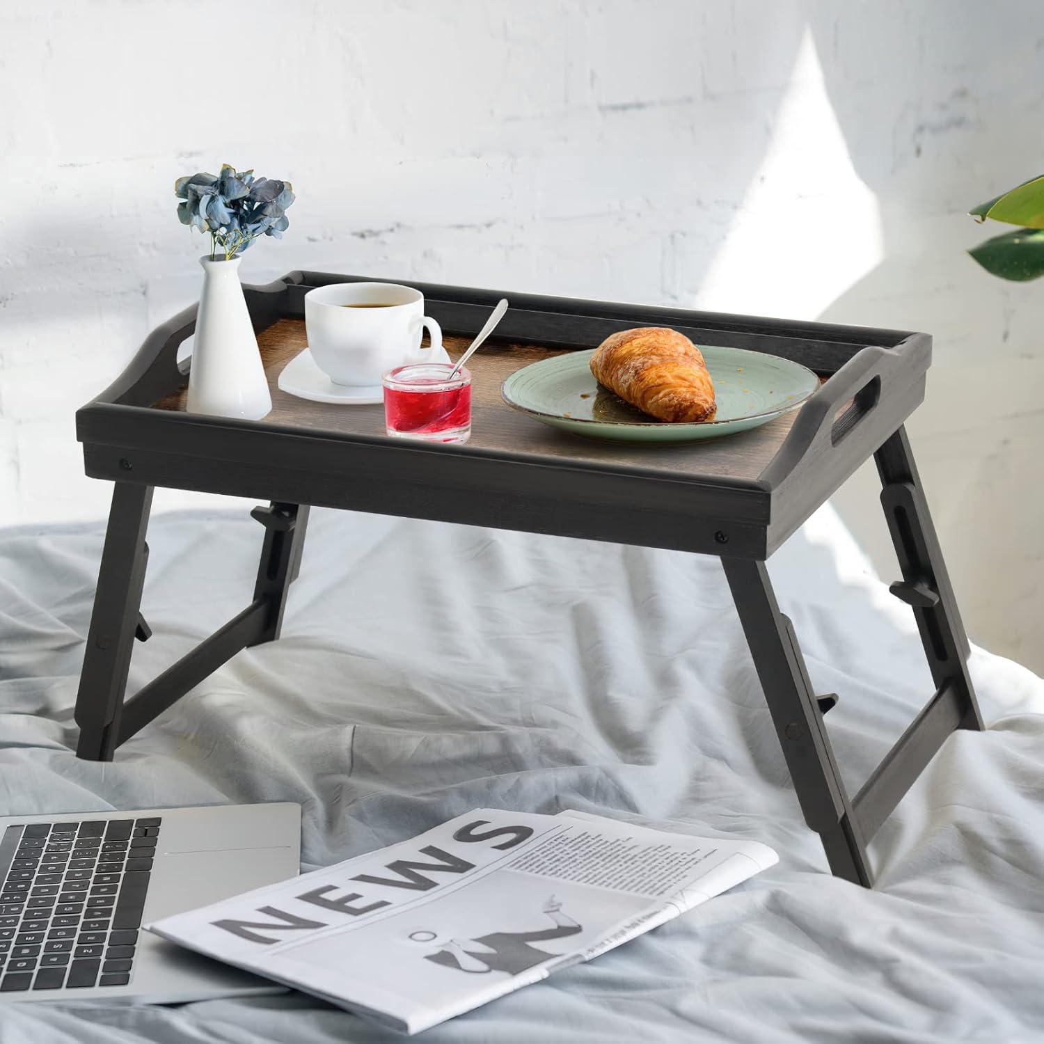 Juego de 2 bandejas de desayuno ajustables JMLHMXC de bambú