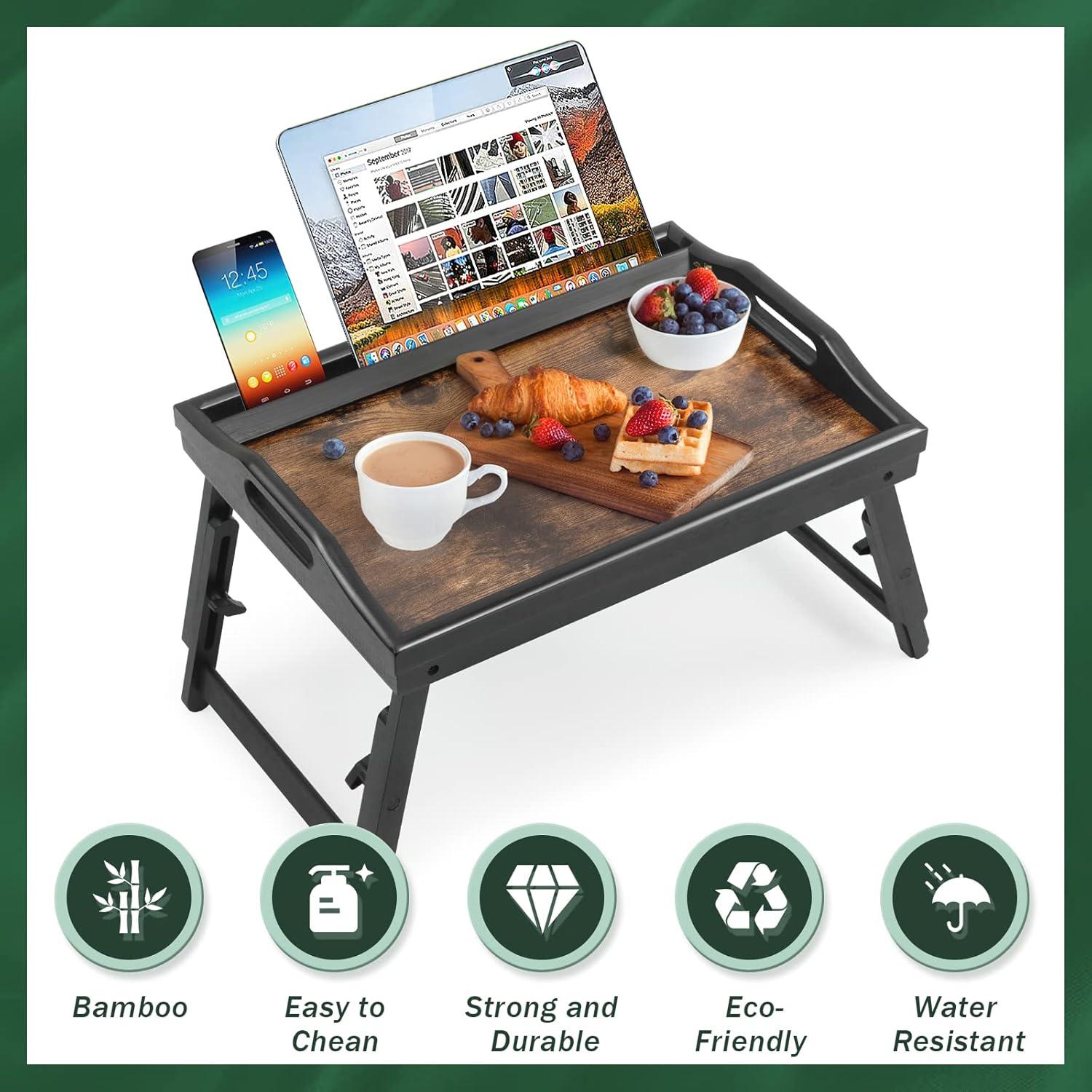 Juego de 2 bandejas de desayuno ajustables JMLHMXC de bambú