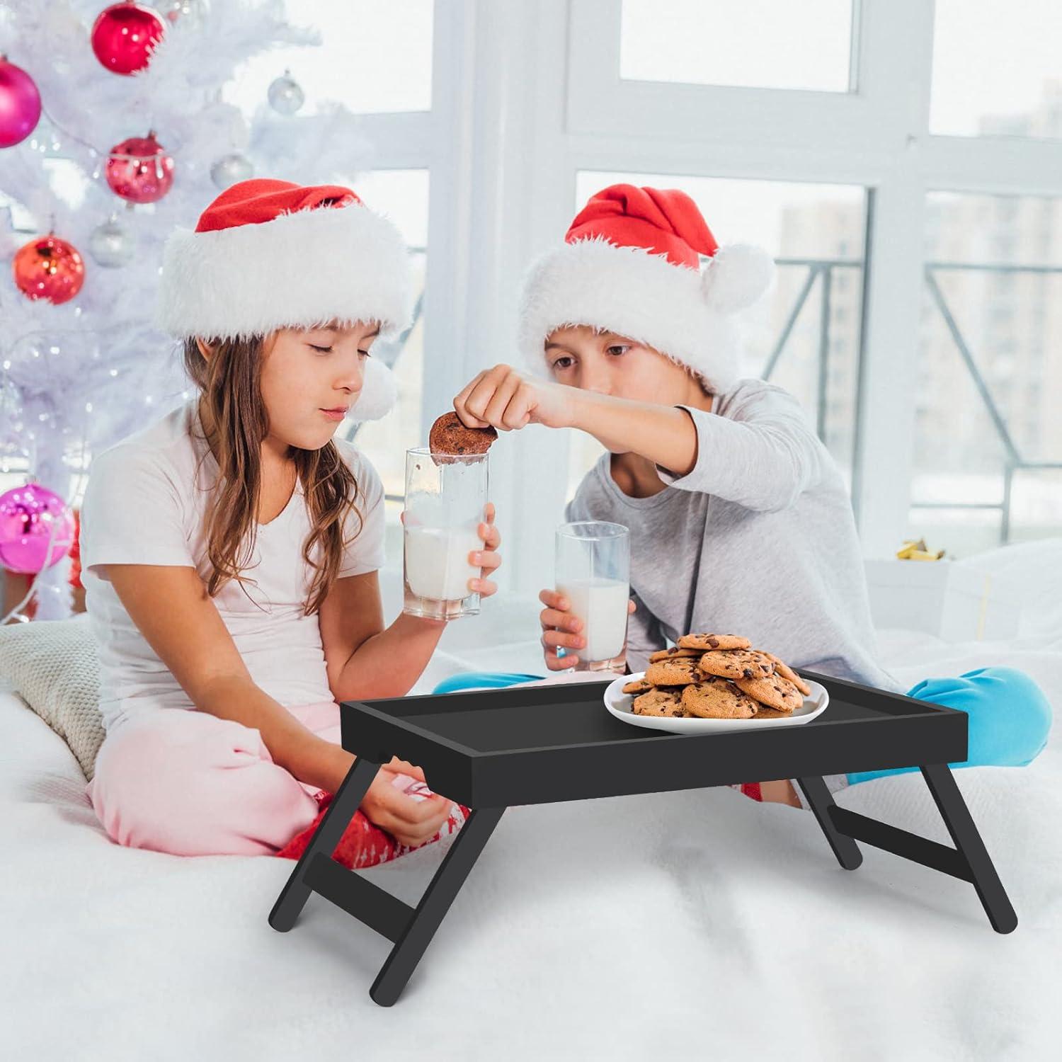 Mesa de bandeja de cama Artmeer plegable de bambú negra 52x23.6 cm