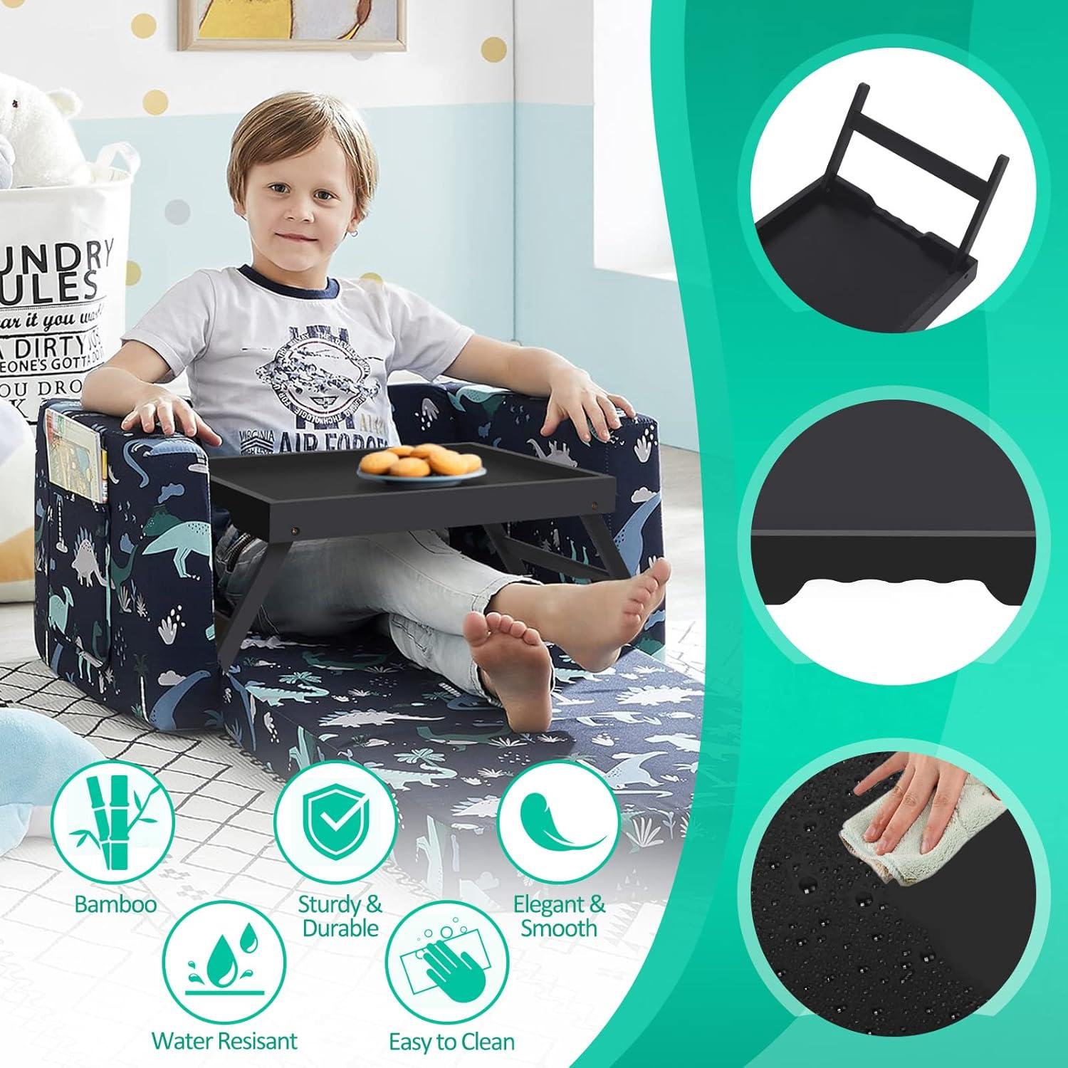 Mesa de bandeja de cama Artmeer plegable de bambú negra 52x23.6 cm