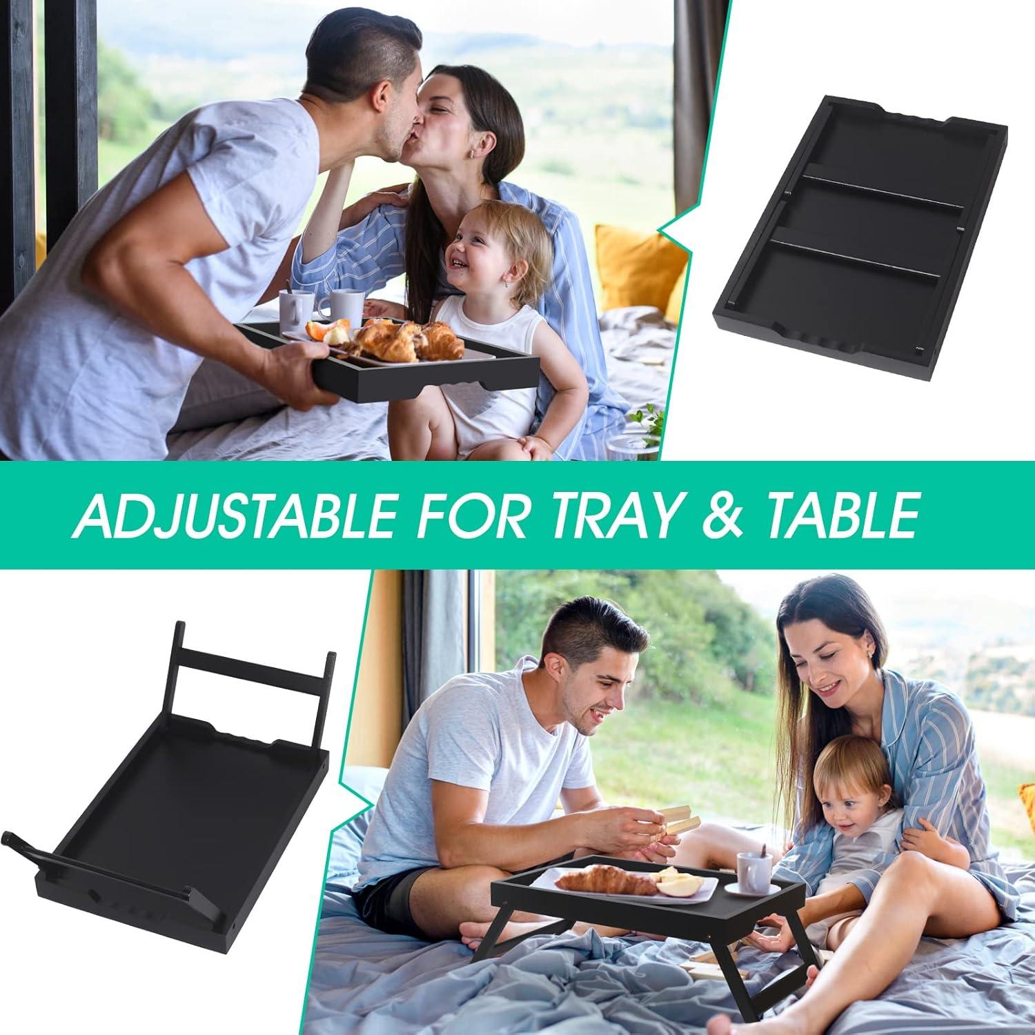 Mesa de bandeja de cama Artmeer plegable de bambú negra 52x23.6 cm