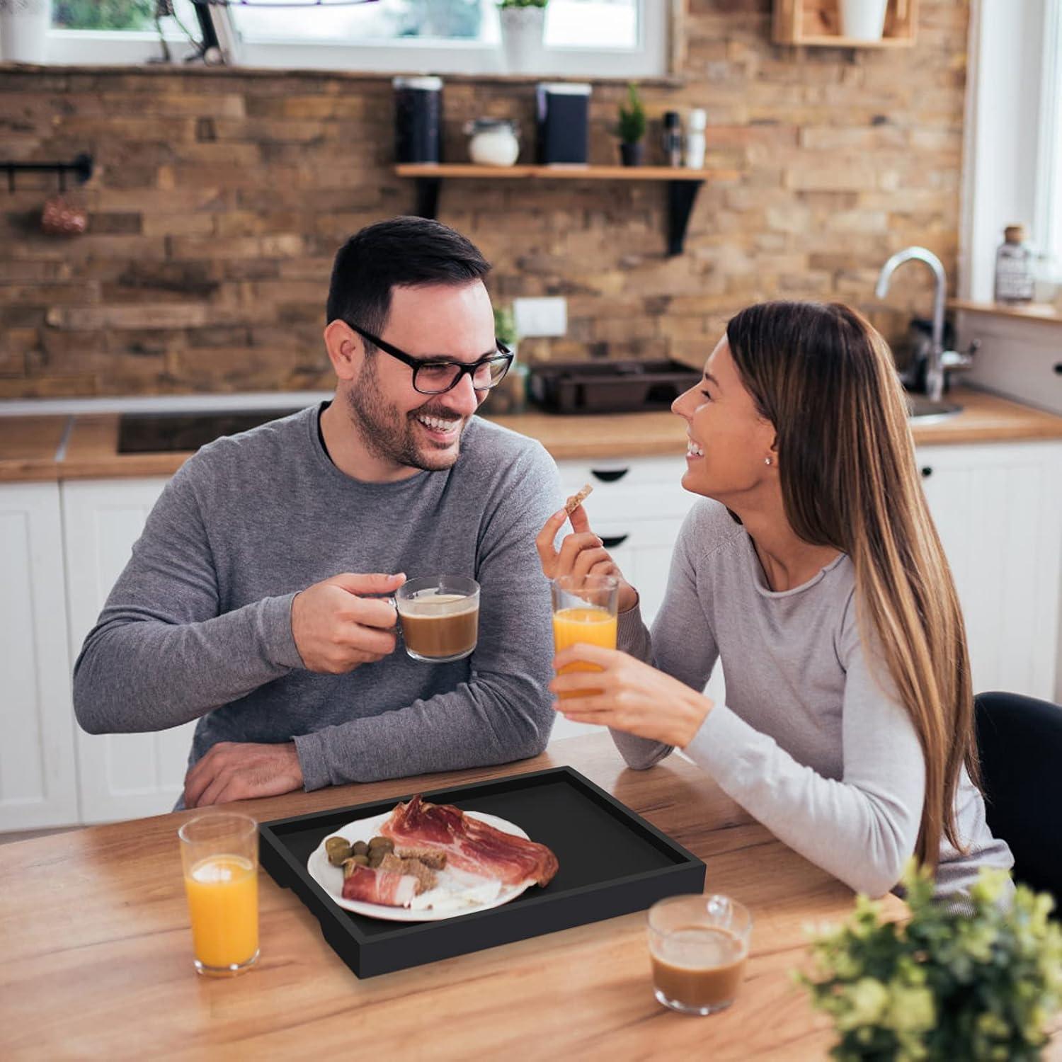 Mesa de bandeja de cama Artmeer plegable de bambú negra 52x23.6 cm