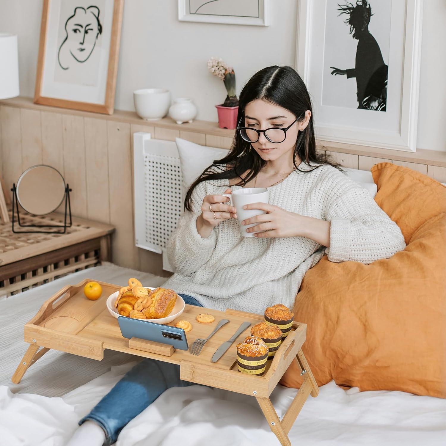 Mesa de Cama Ajustable y Expandible LAVIEVERT de Bambú