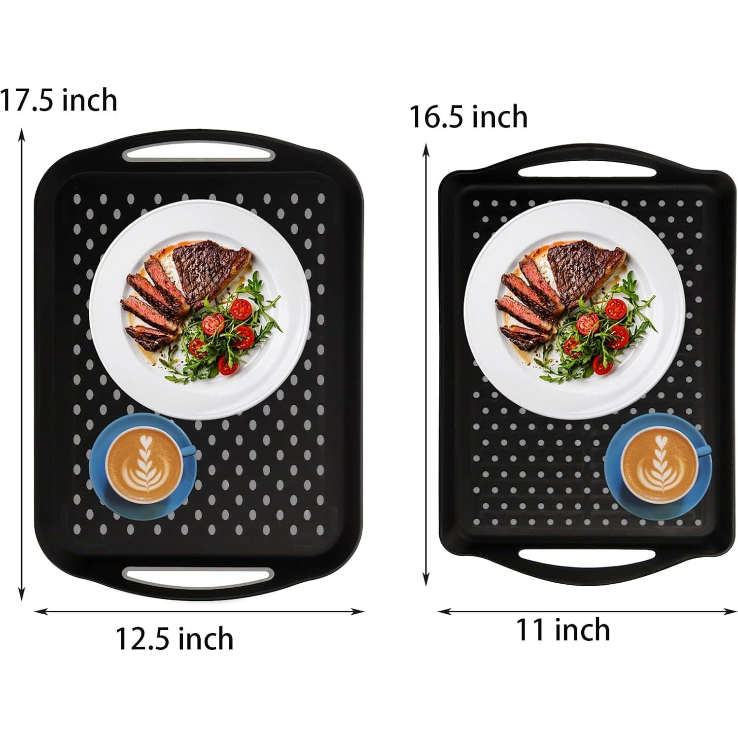 Bandeja de Servicio Antideslizante TOPZEA - 2 Piezas, Negra