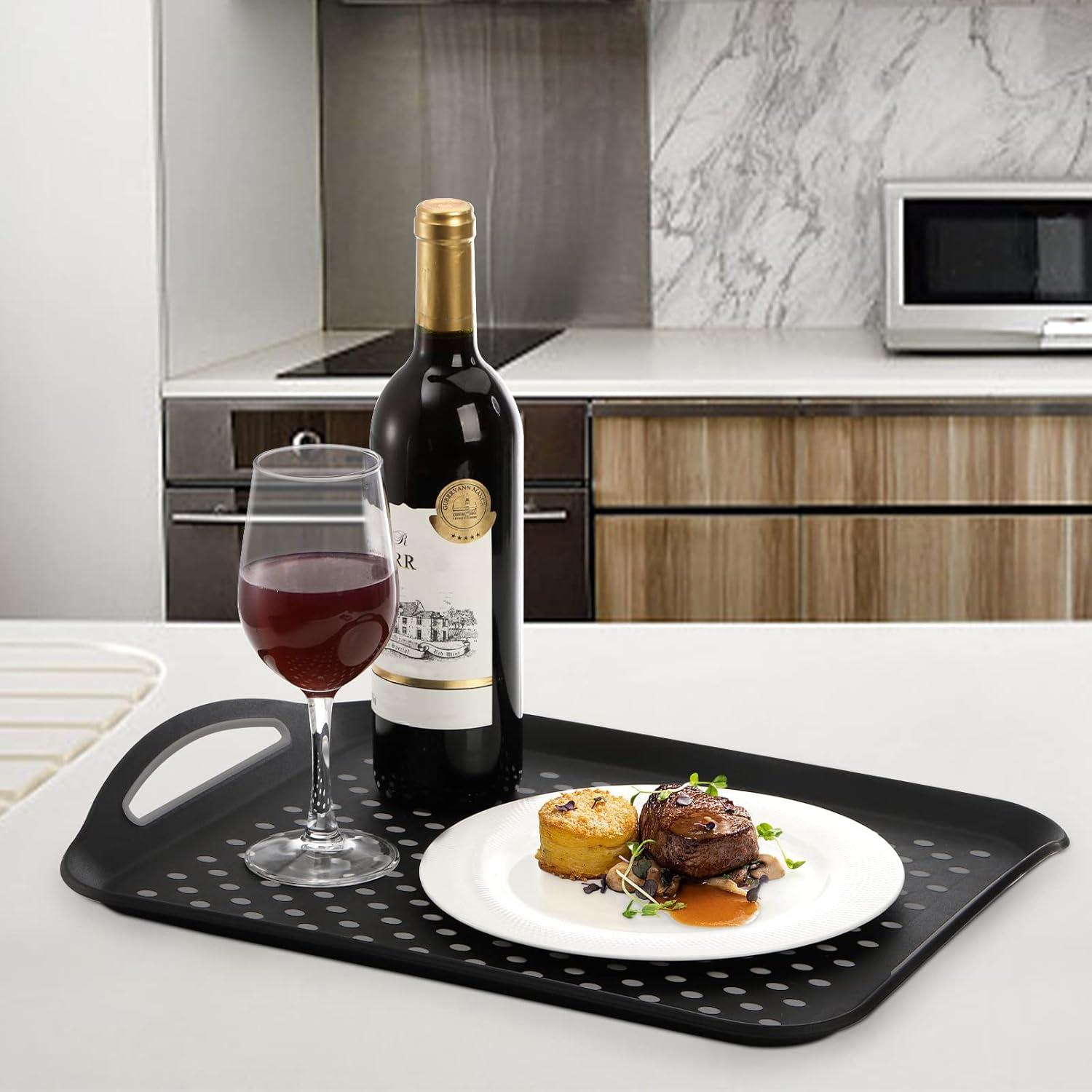 Bandeja de Servicio Antideslizante TOPZEA - 2 Piezas, Negra