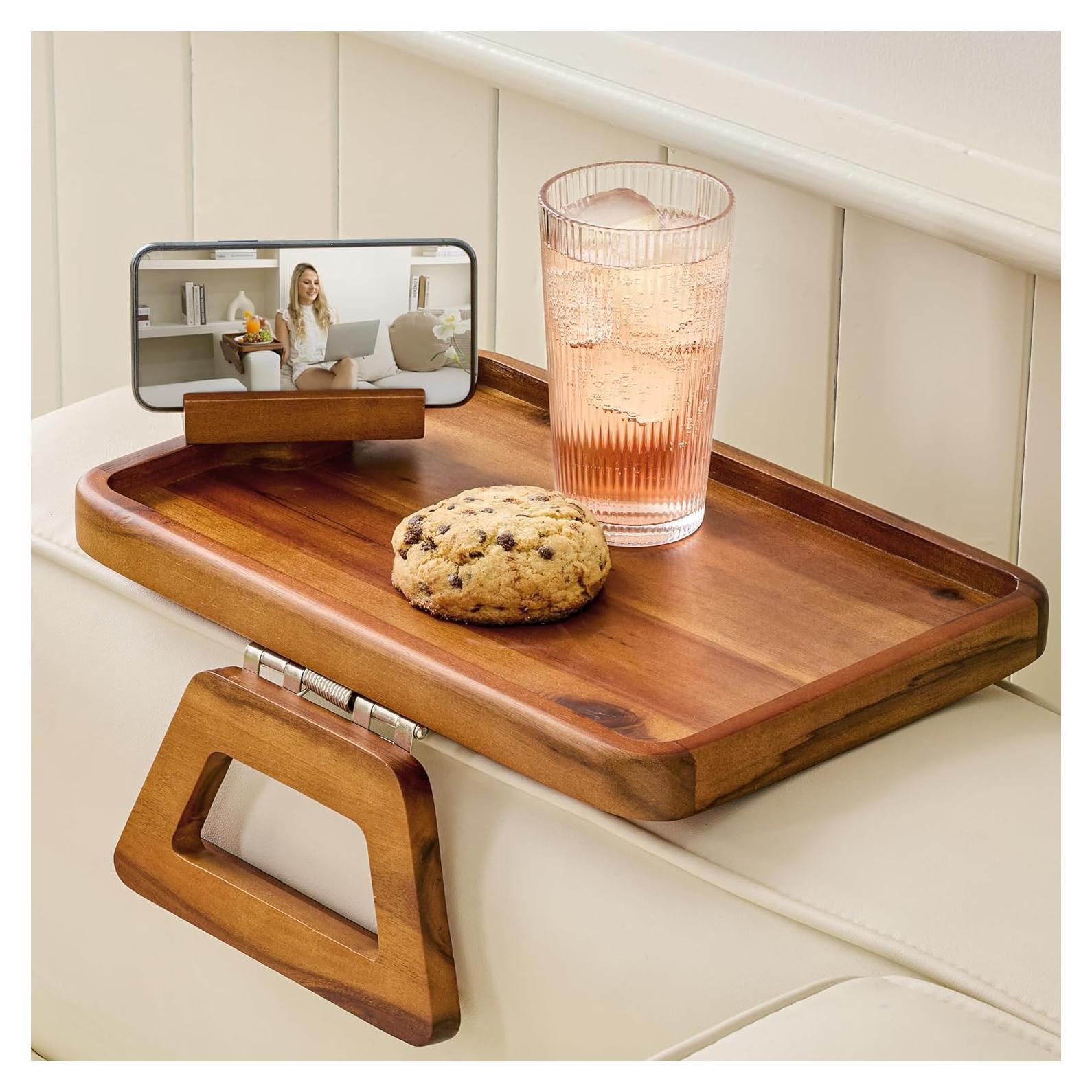 Bandeja de Brazo de Sofá Tinamo de Madera de Acacia 35x24 cm