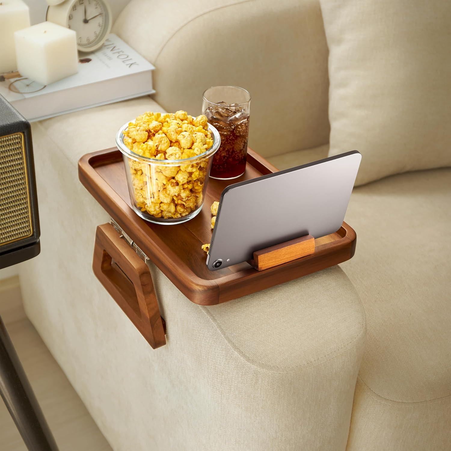 Bandeja de Brazo de Sofá Tinamo de Madera de Acacia 35x24 cm