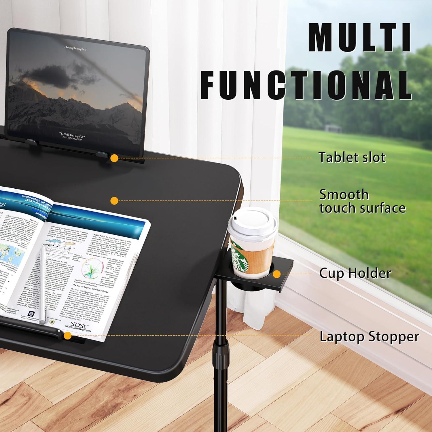 Mesa de bandeja de TV Allpop Ultra ajustable negra 70.1x44.9cm