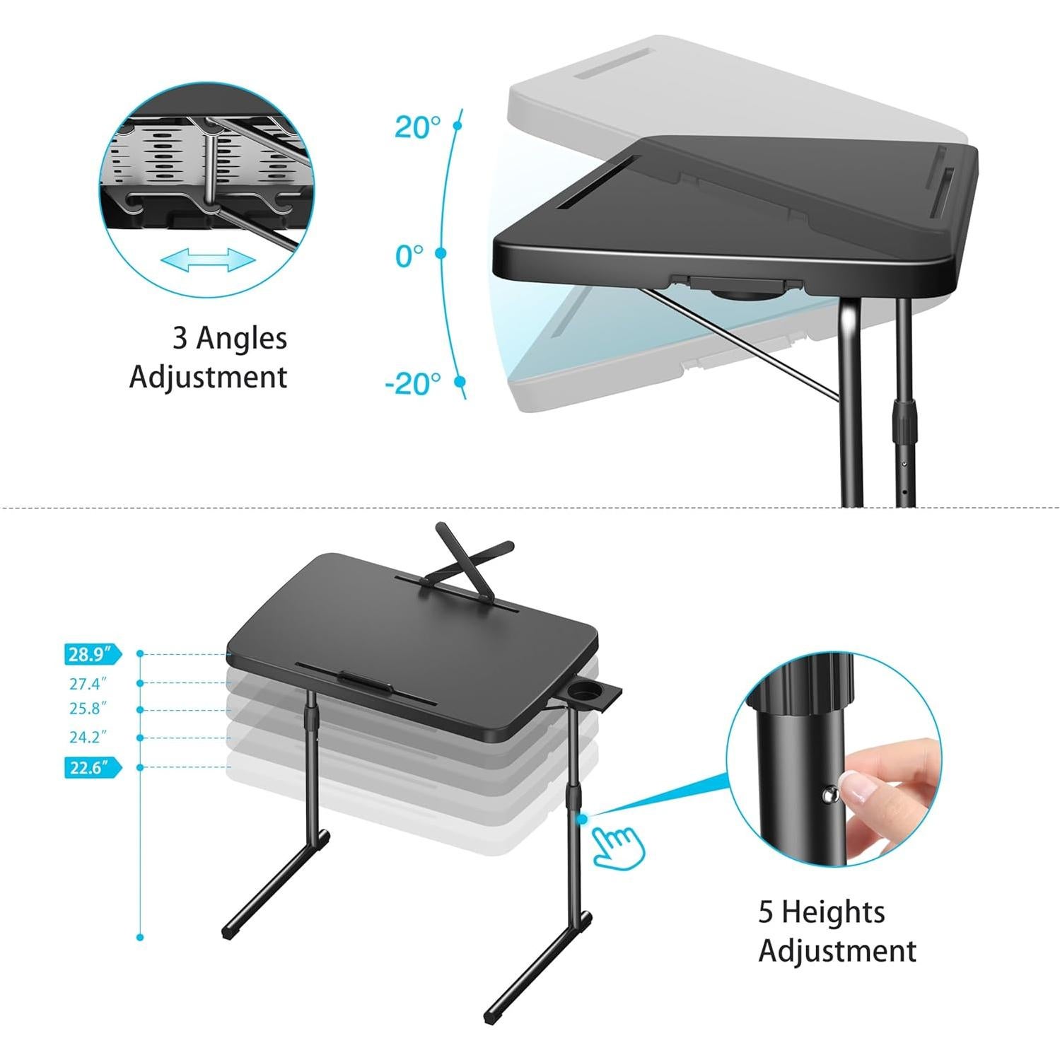 Mesa de bandeja de TV Allpop Ultra ajustable negra 70.1x44.9cm
