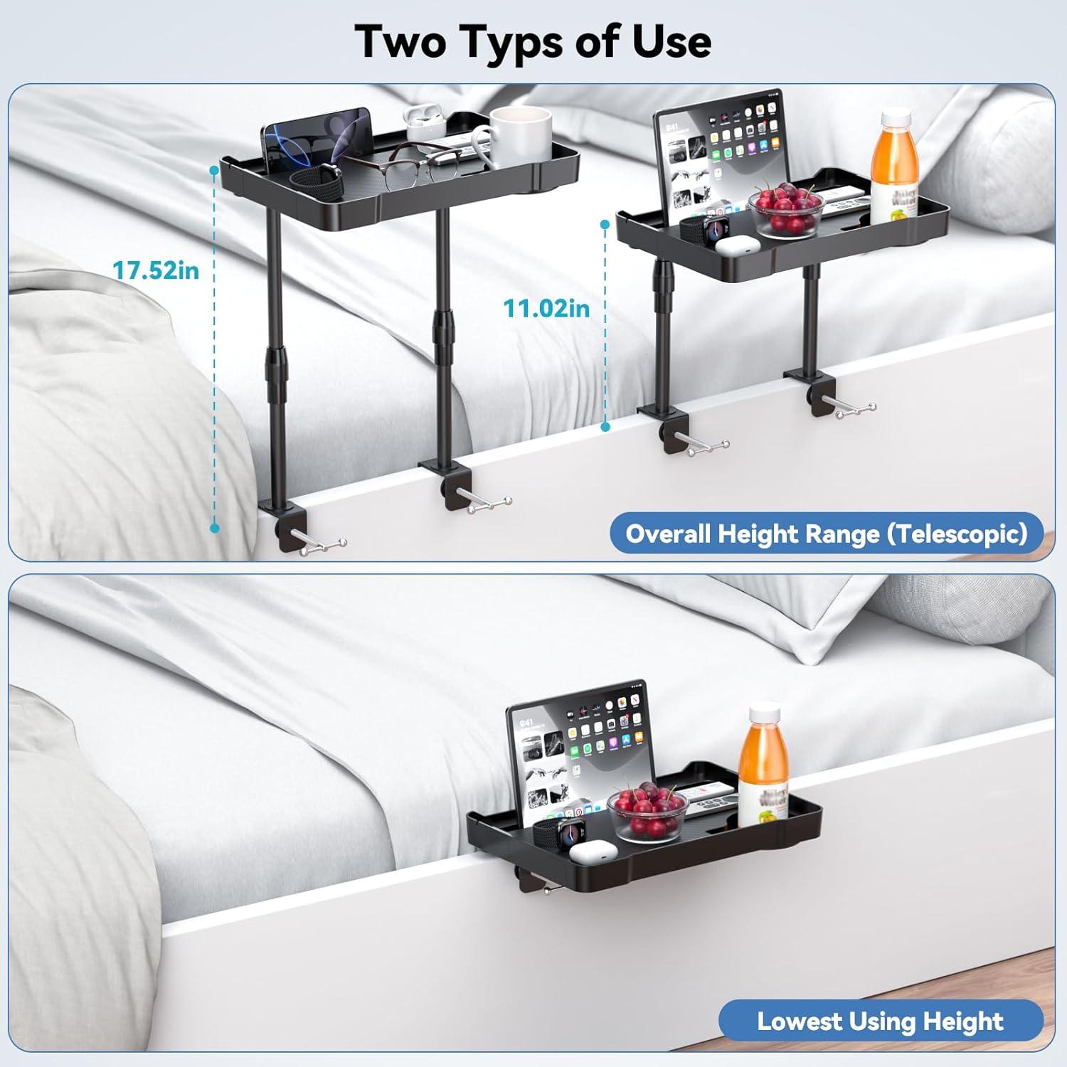 Estante Lateral para Cama CLESOO Ajustable 38.3x25.6cm Negro