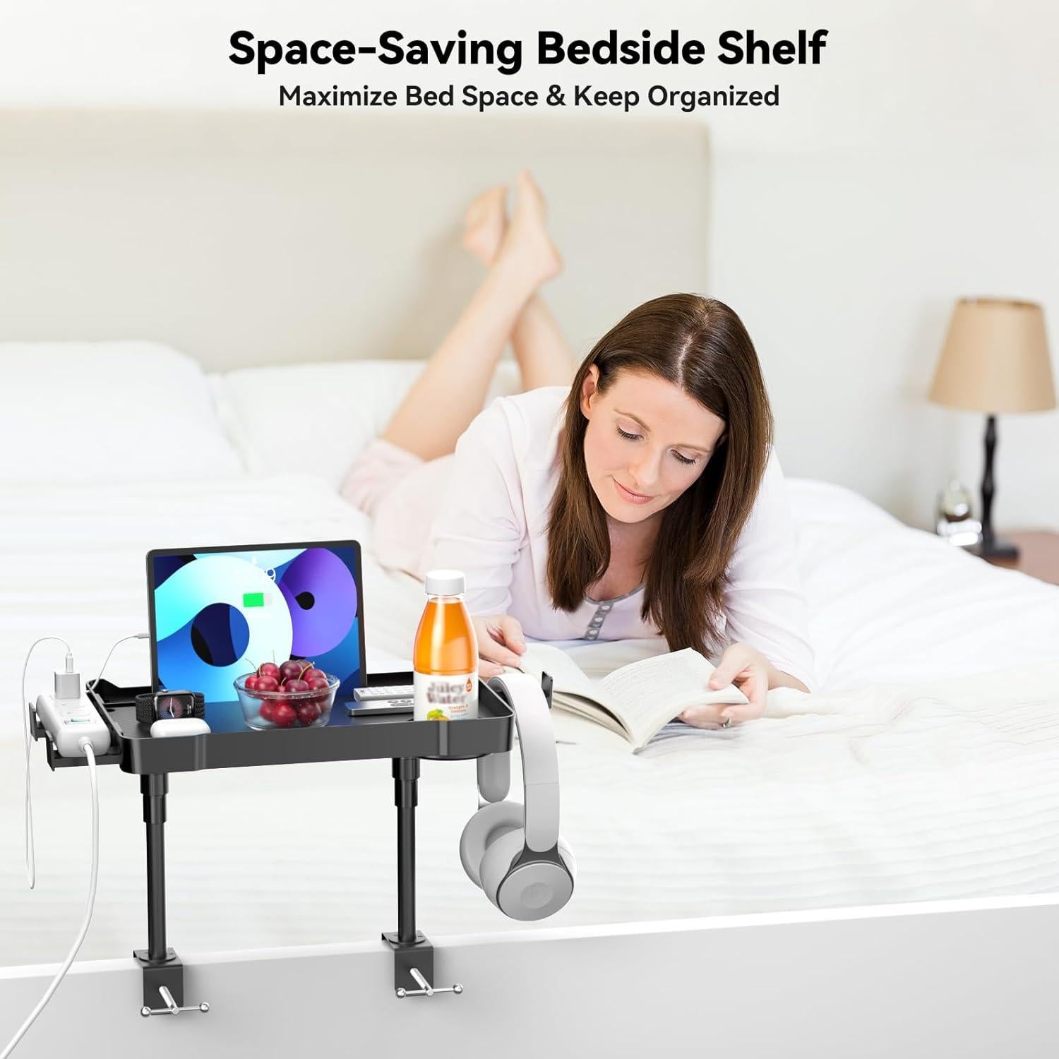 Estante Lateral para Cama CLESOO Ajustable 38.3x25.6cm Negro