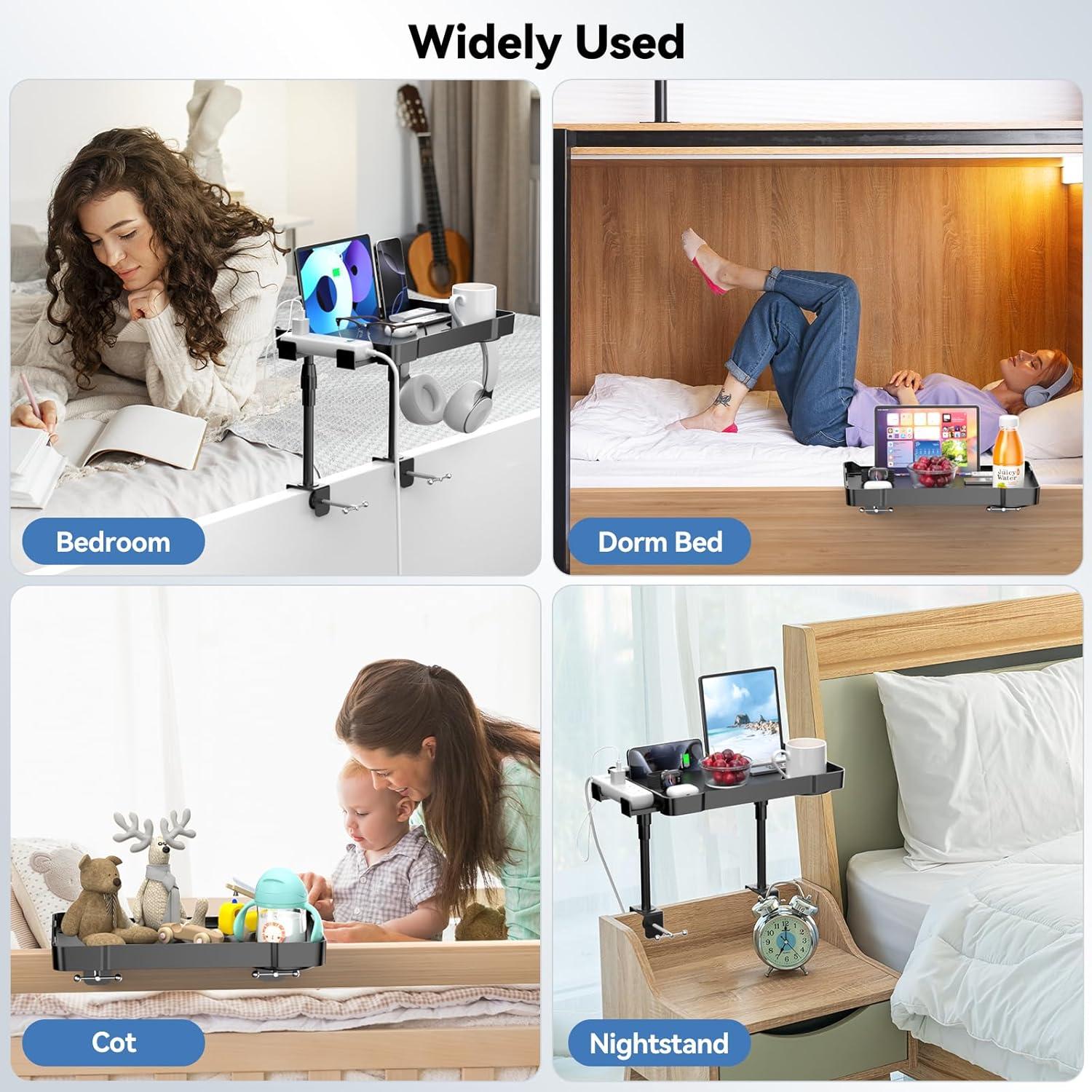 Estante Lateral para Cama CLESOO Ajustable 38.3x25.6cm Negro