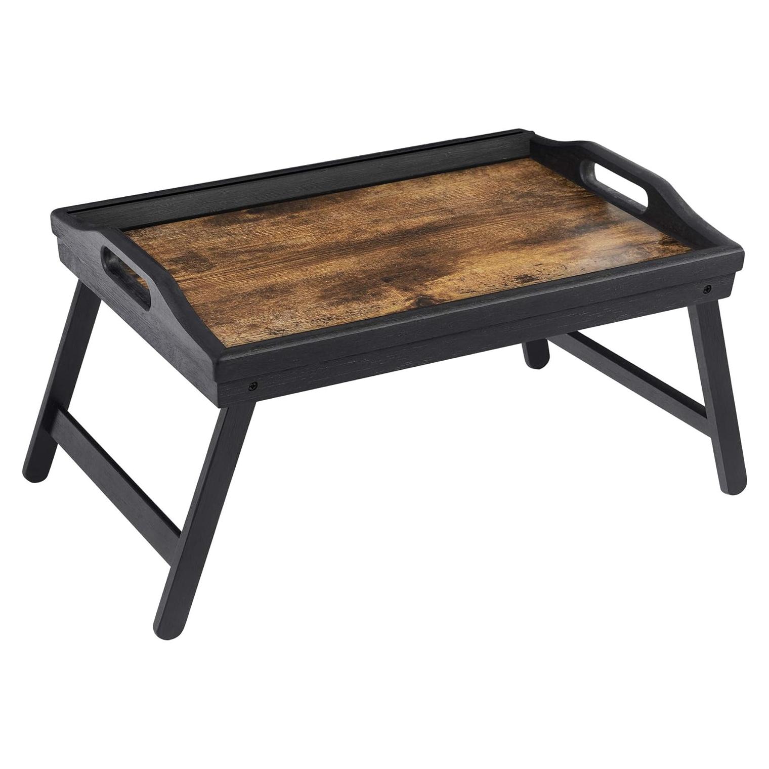 Mesa de Cama Plegable SONGMICS de Bambú 45x30 cm Marrón Rústico