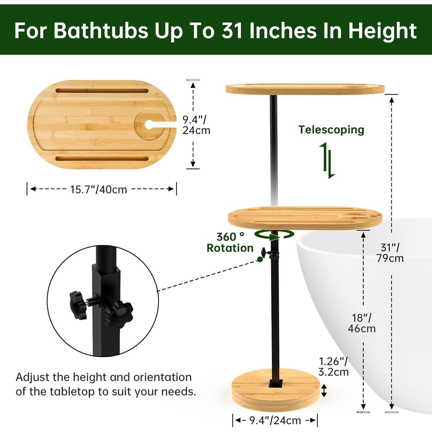 Mesa de Bandeja para Sofá NiHome Bamboo Ajustable 45.7-78.7 cm