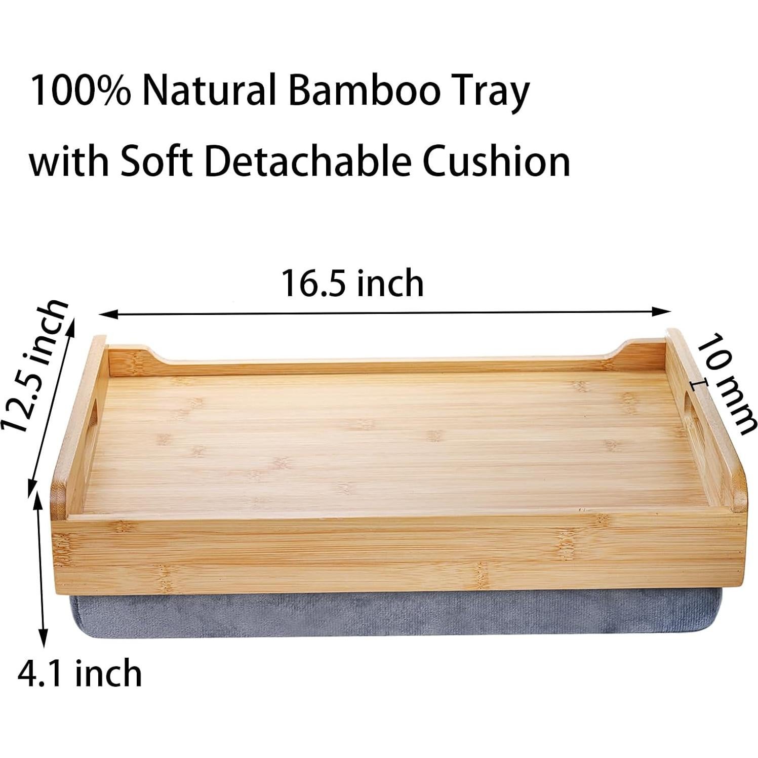 Bandeja de Desayuno TOPZEA de Bambú con Cojín Desmontable