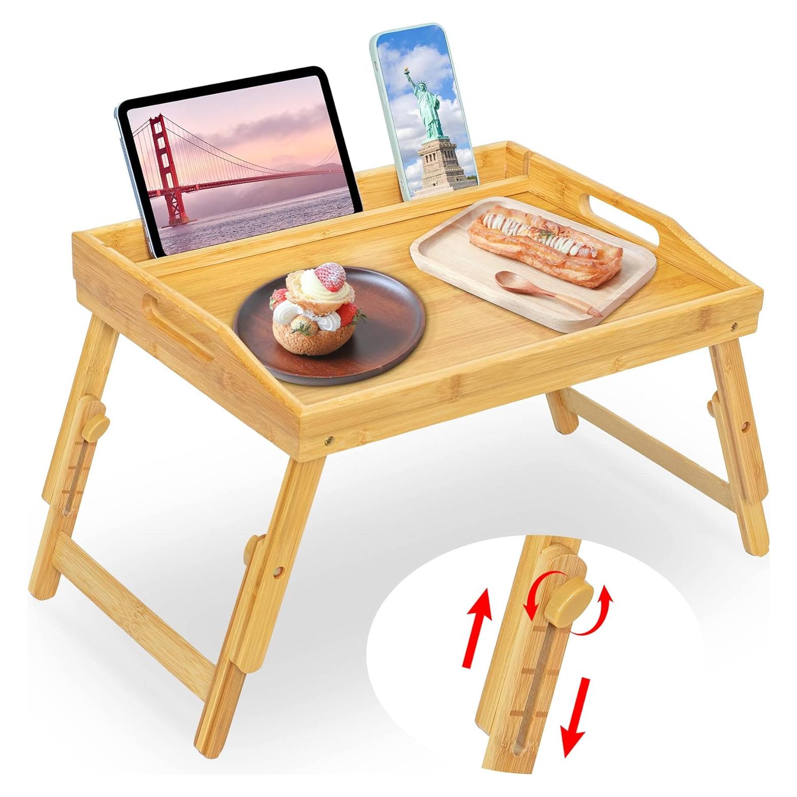 Mesa de desayuno ajustable Mayyol de bambú portátil 42x32.5cm