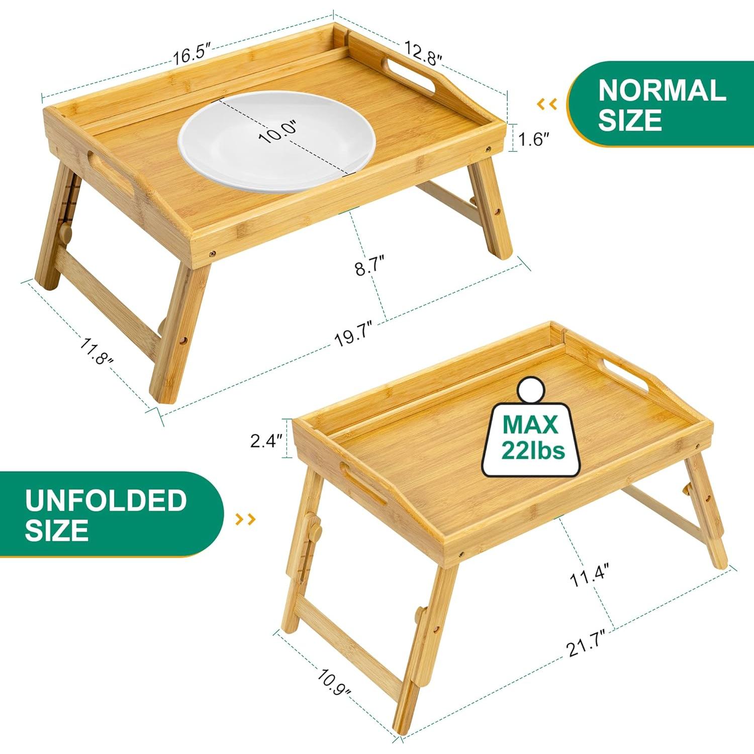 Mesa de desayuno ajustable Mayyol de bambú portátil 42x32.5cm