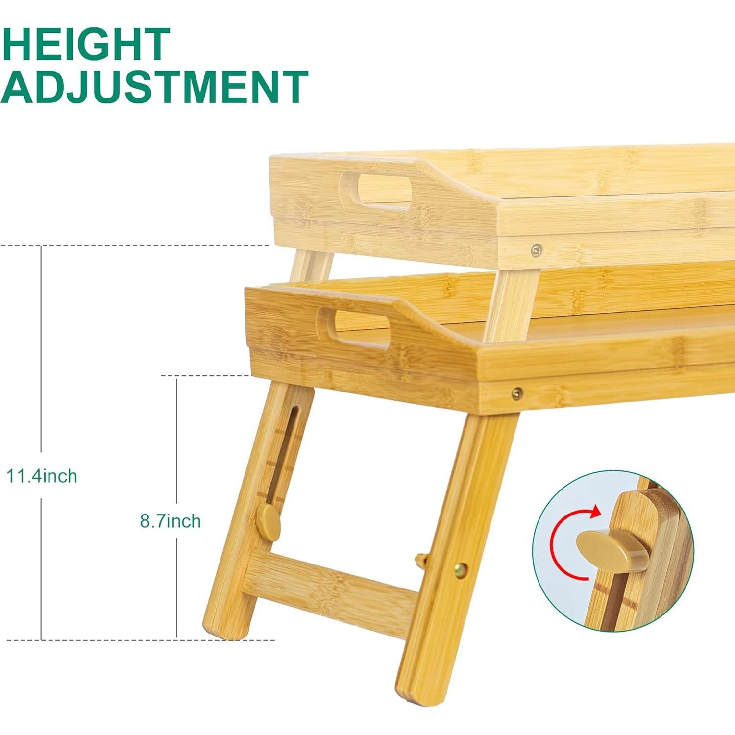 Mesa de desayuno ajustable Mayyol de bambú portátil 42x32.5cm