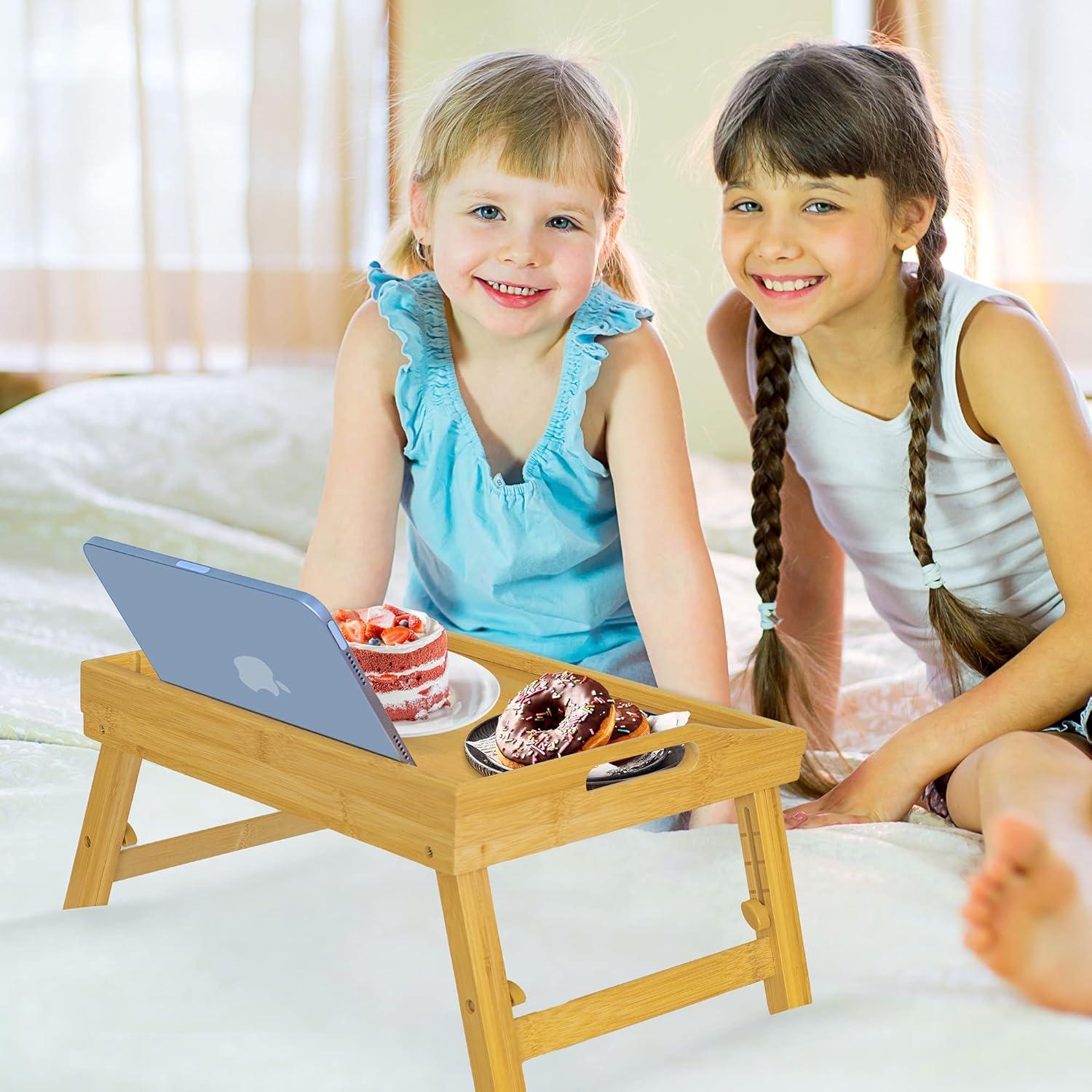 Mesa de desayuno ajustable Mayyol de bambú portátil 42x32.5cm