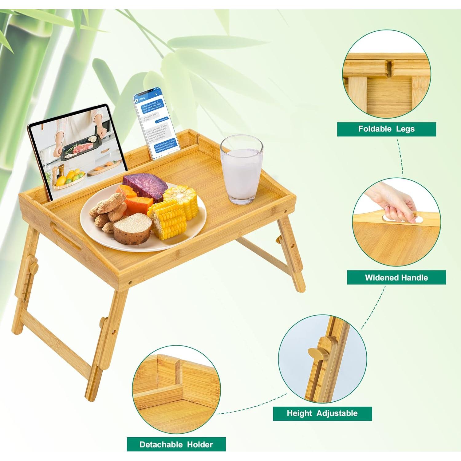 Mesa de desayuno ajustable Mayyol de bambú portátil 42x32.5cm