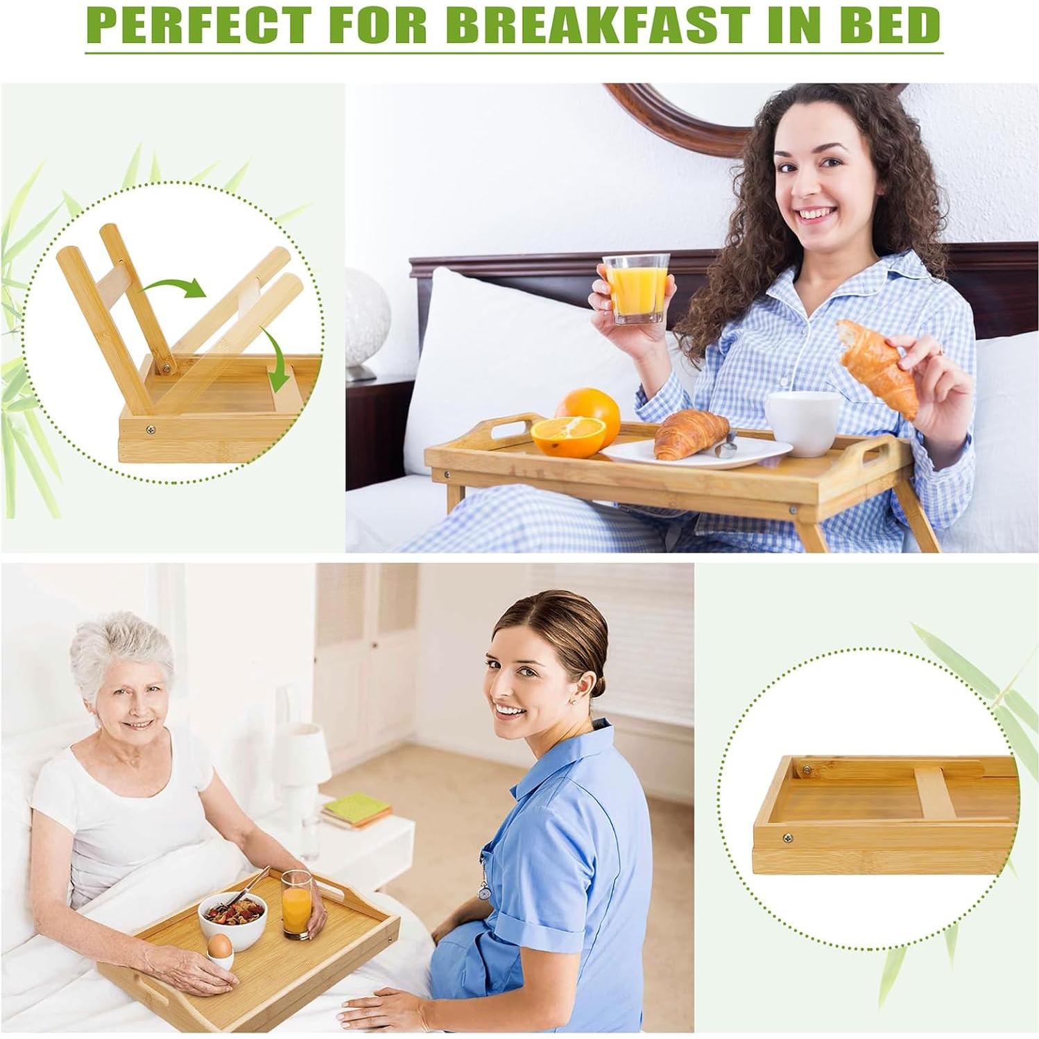 Bandeja de Cama Plegable TOPULORS de Bambú 39.9x30 cm