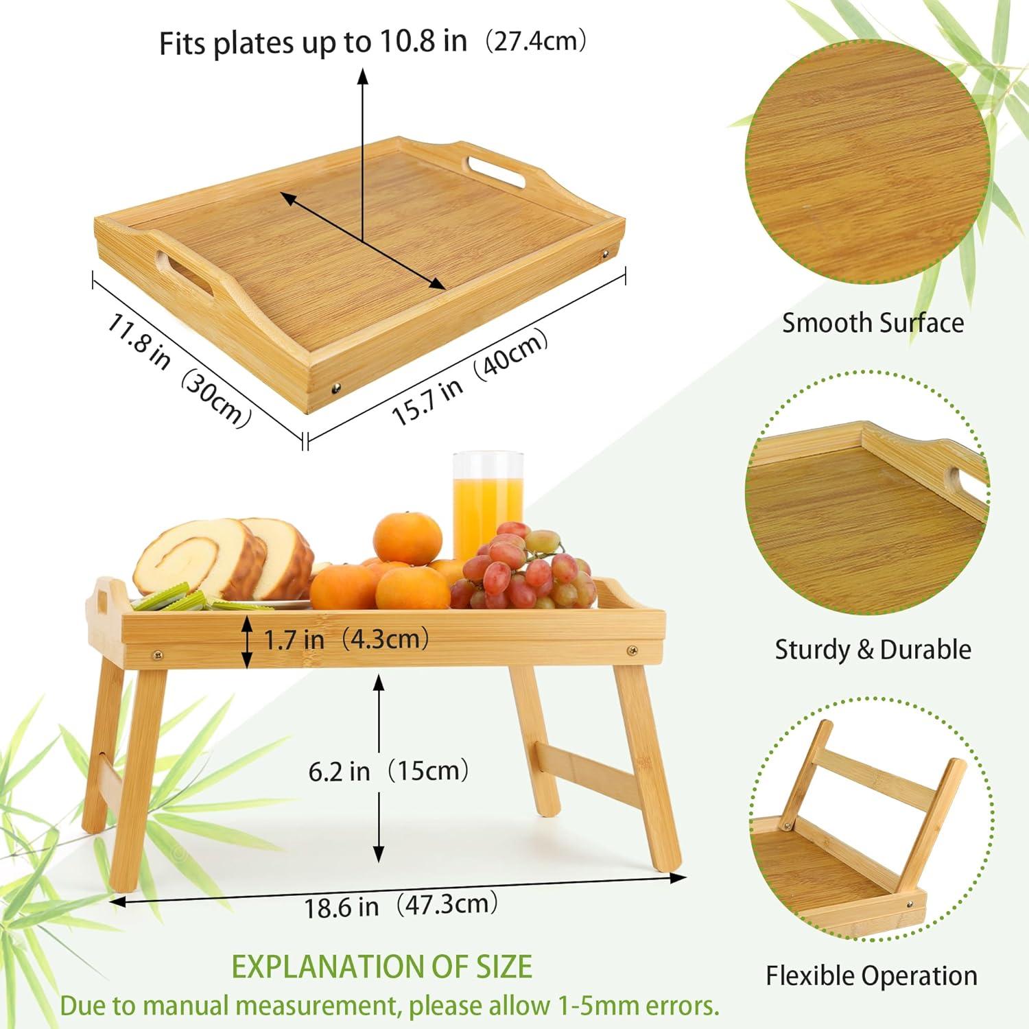 Bandeja de Cama Plegable TOPULORS de Bambú 39.9x30 cm