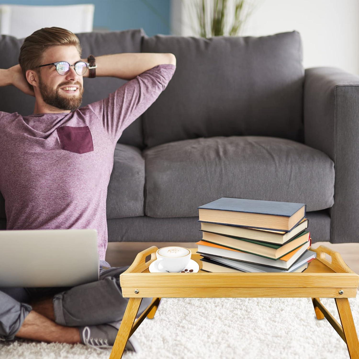 Bandeja de Cama Plegable TOPULORS de Bambú 39.9x30 cm