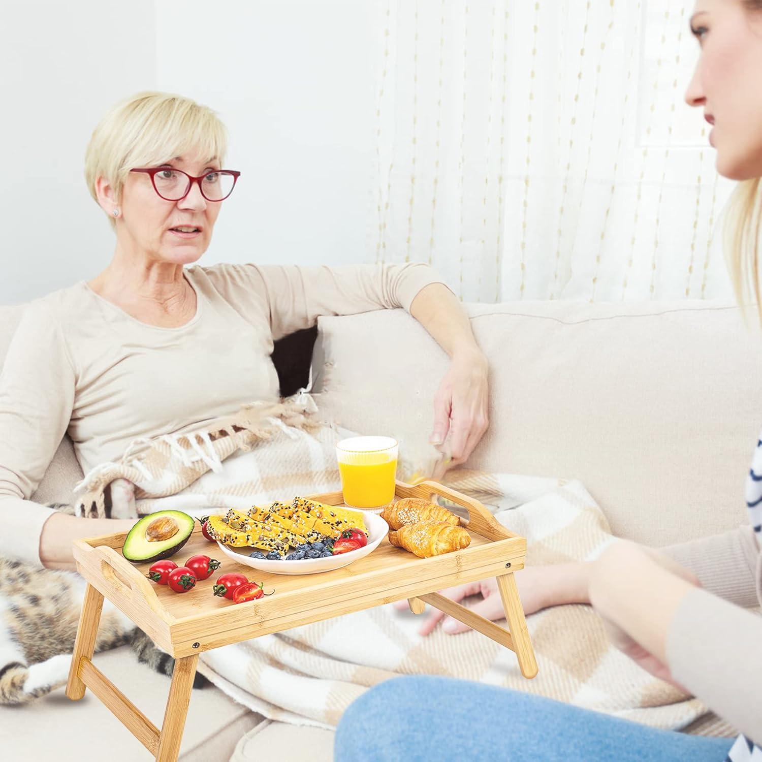 Bandeja de Cama Plegable TOPULORS de Bambú 39.9x30 cm