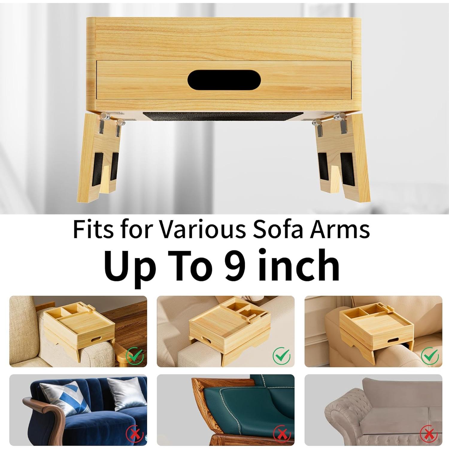 Bandeja para Sostener Bebidas de Sofá Aollewoiti 7 en 1 Madera