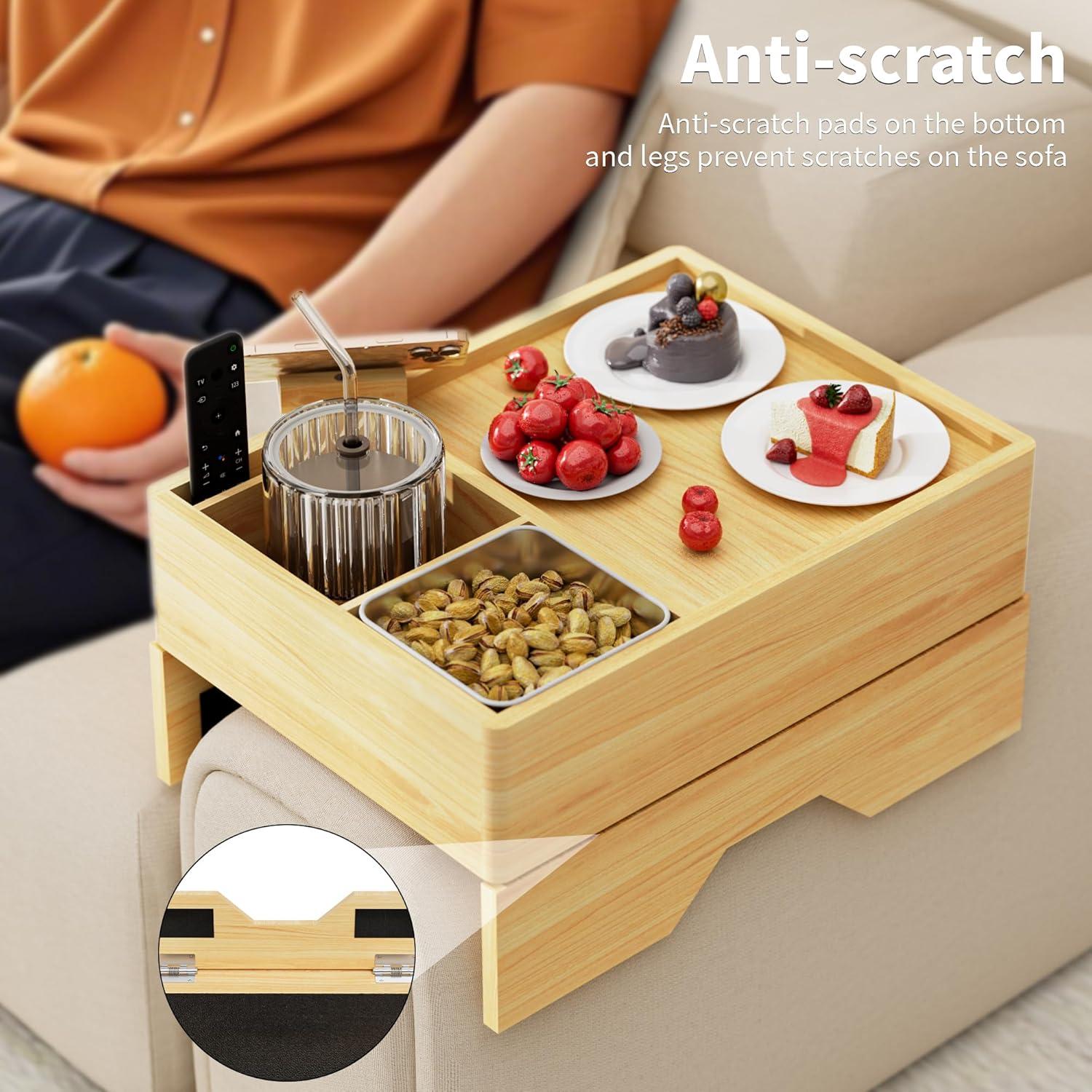 Bandeja para Sostener Bebidas de Sofá Aollewoiti 7 en 1 Madera