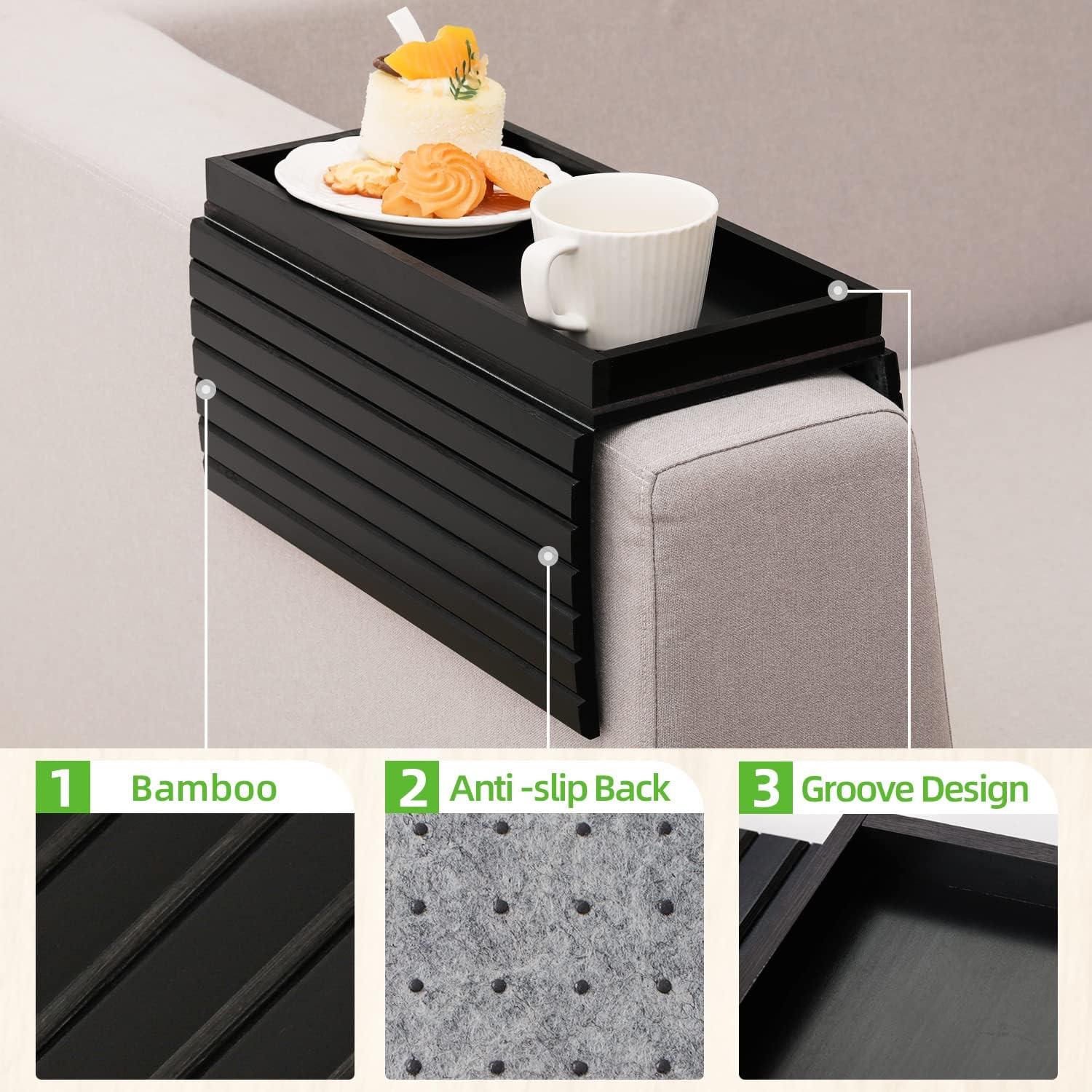 Bandeja de brazo de sofá GEHE de bambú plegable 45.72x33.53cm