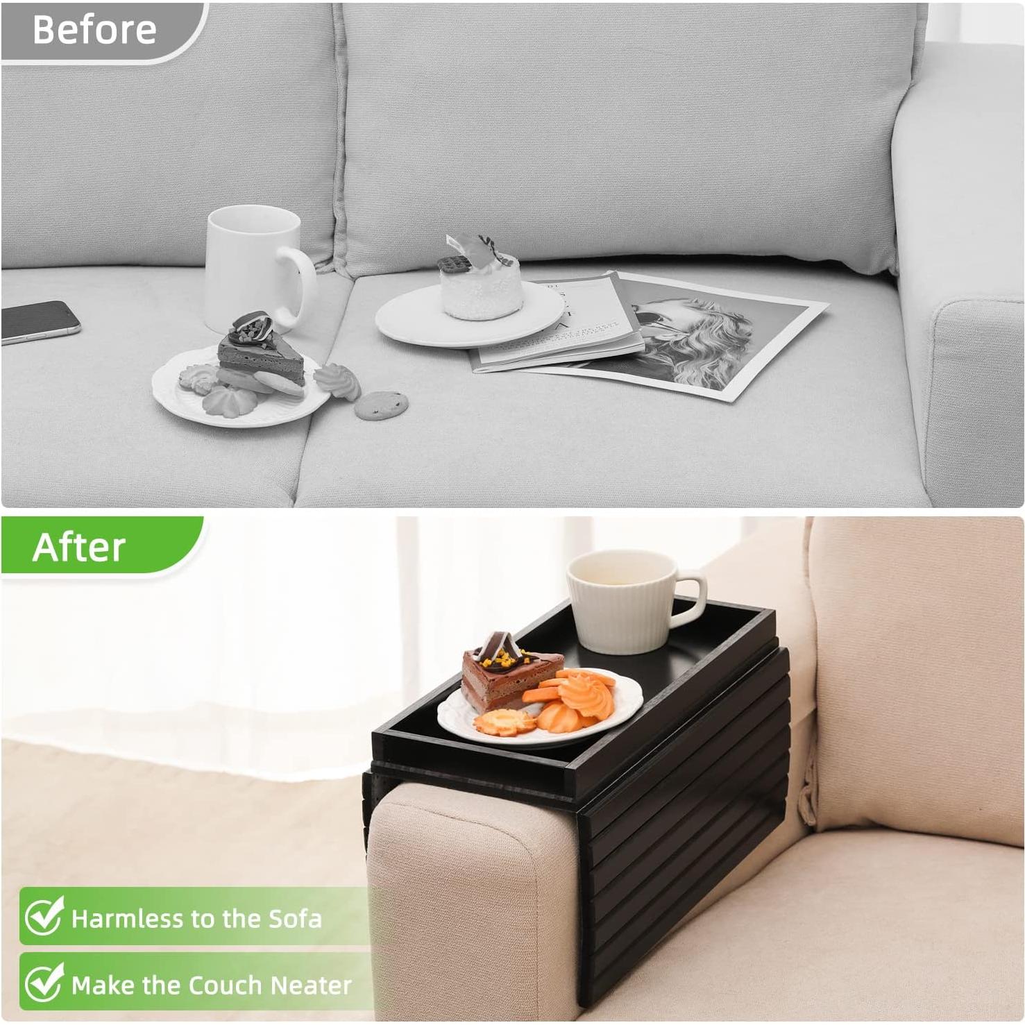 Bandeja de brazo de sofá GEHE de bambú plegable 45.72x33.53cm